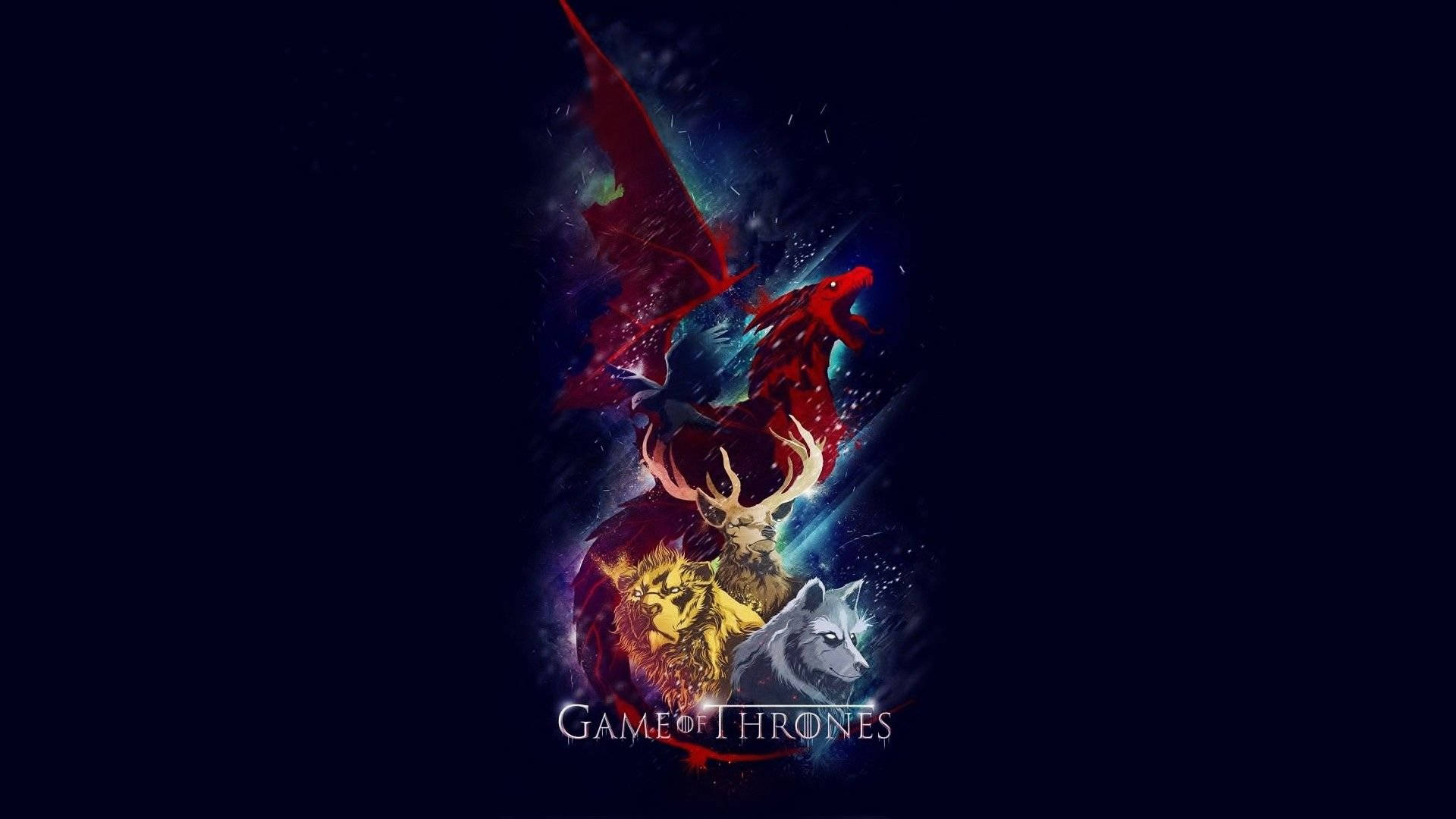 House Targaryen, fiery red dragon, golden lion, Full HD Desktop Wallpaper