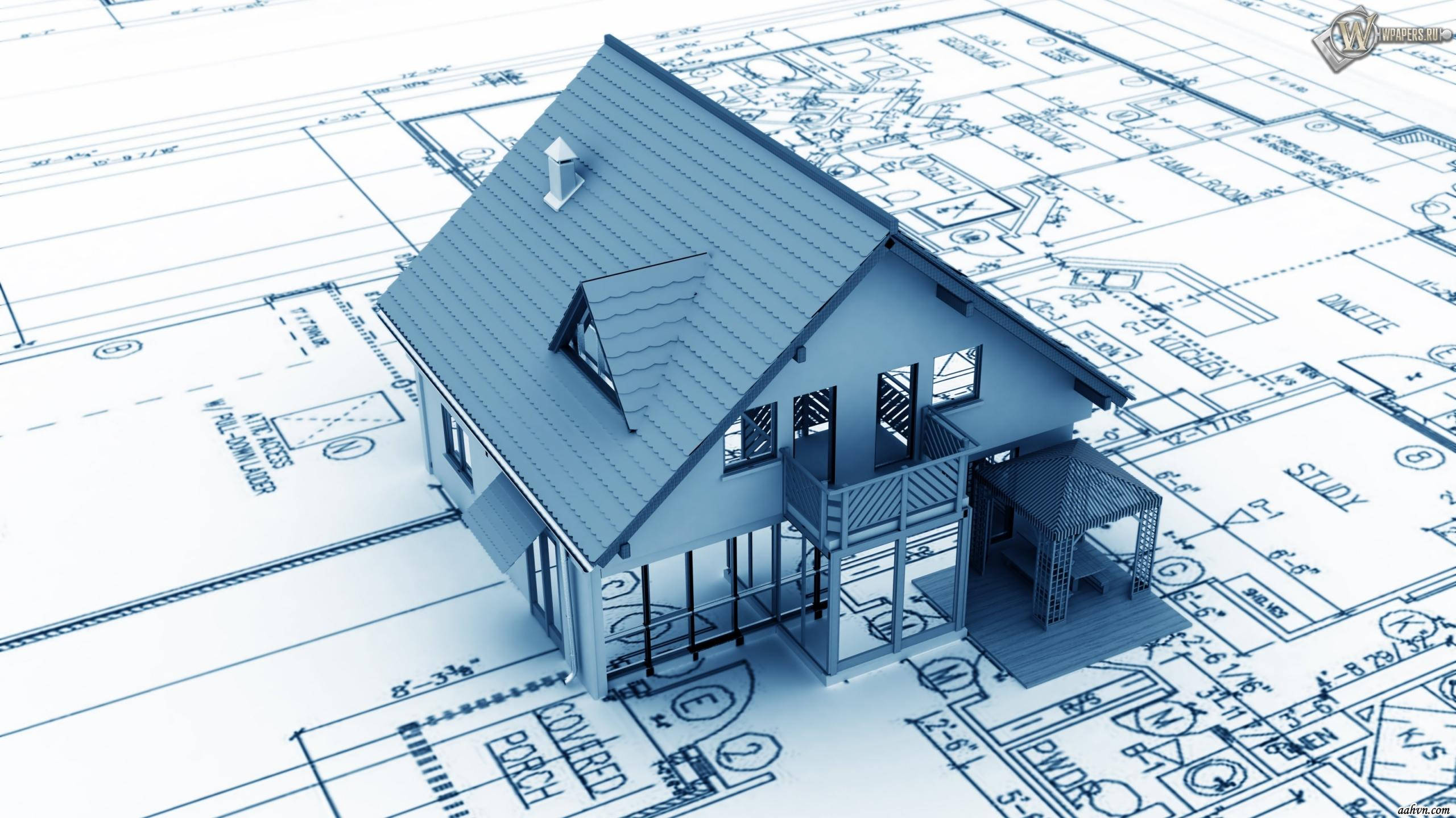 digital house, 3d-rendered house model, blueprints, 2K Desktop Wallpaper