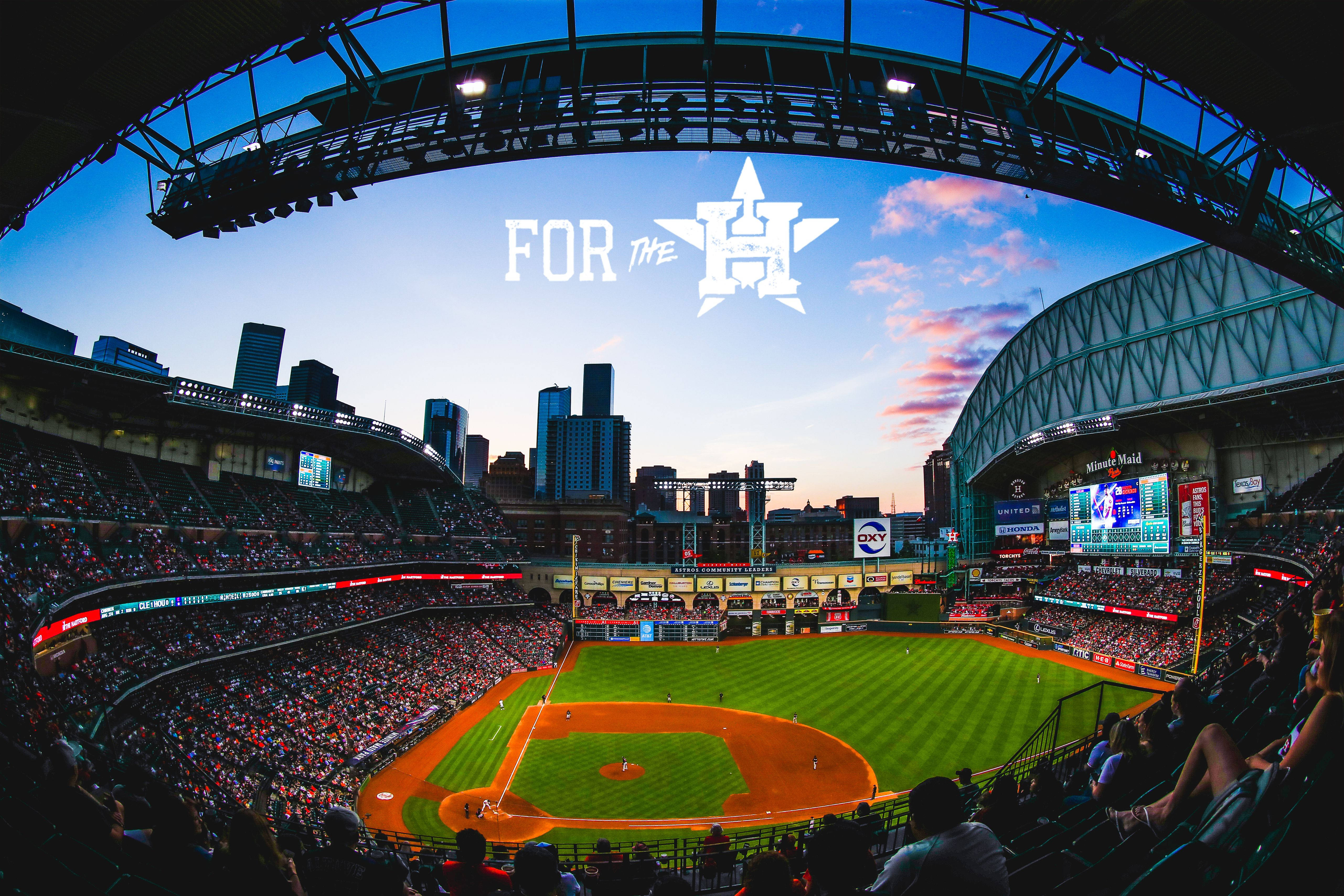 Houston Astros, baseball field, dusk, 5K Desktop Wallpaper