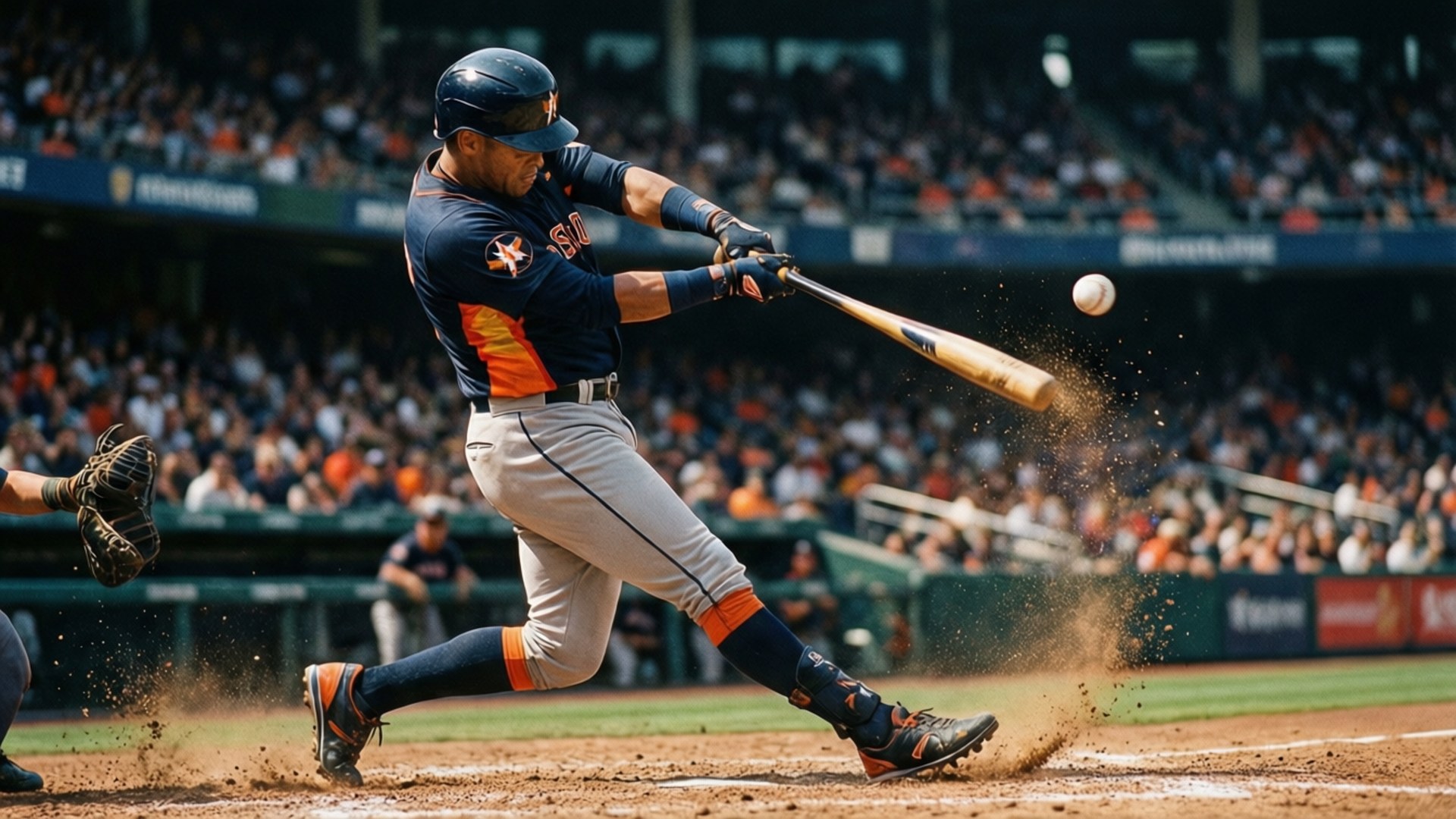 Houston Astros, navy and orange uniform, bat, Full HD Desktop Wallpaper