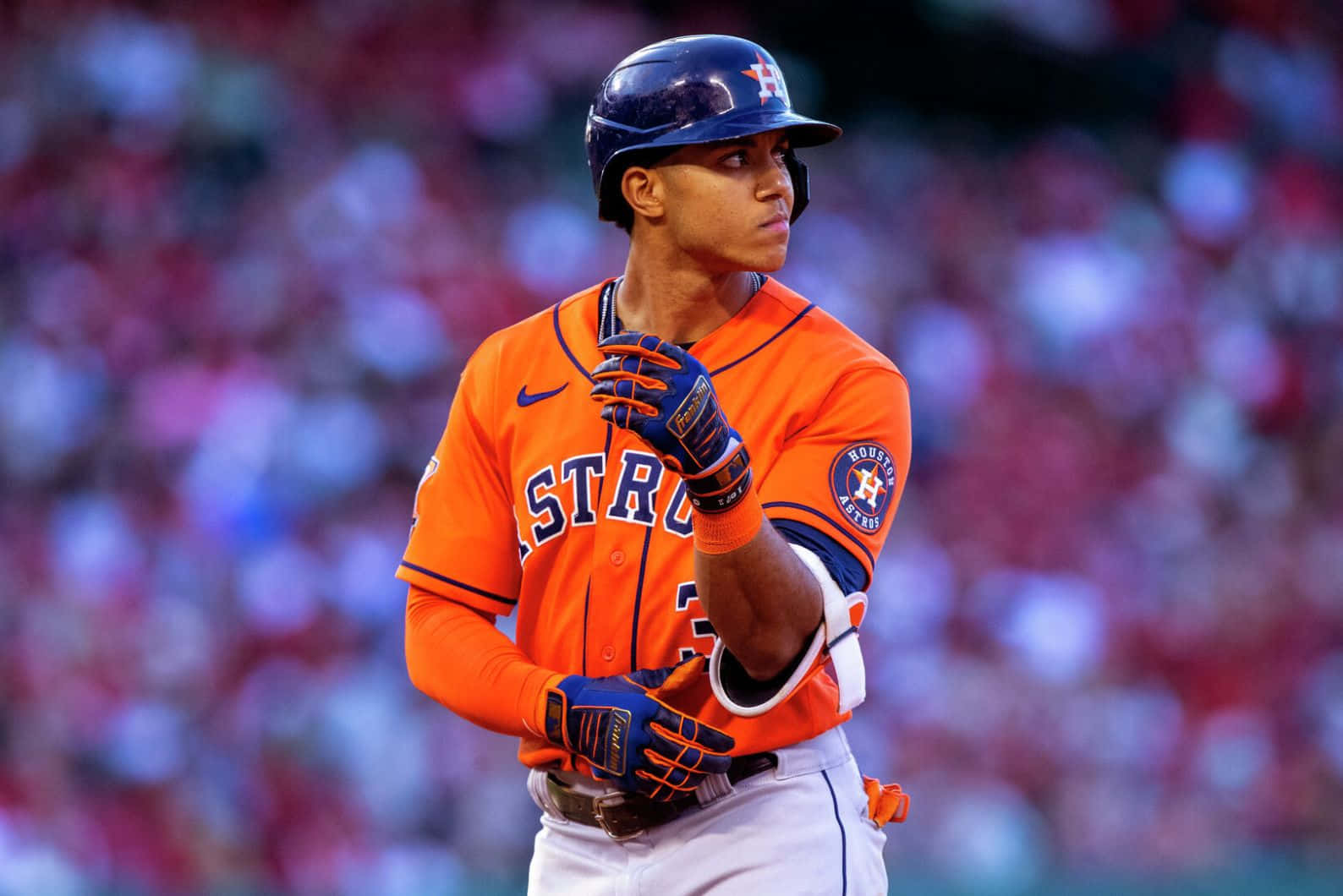 Houston Astros, orange uniform, blue helmet, HD Desktop Wallpaper