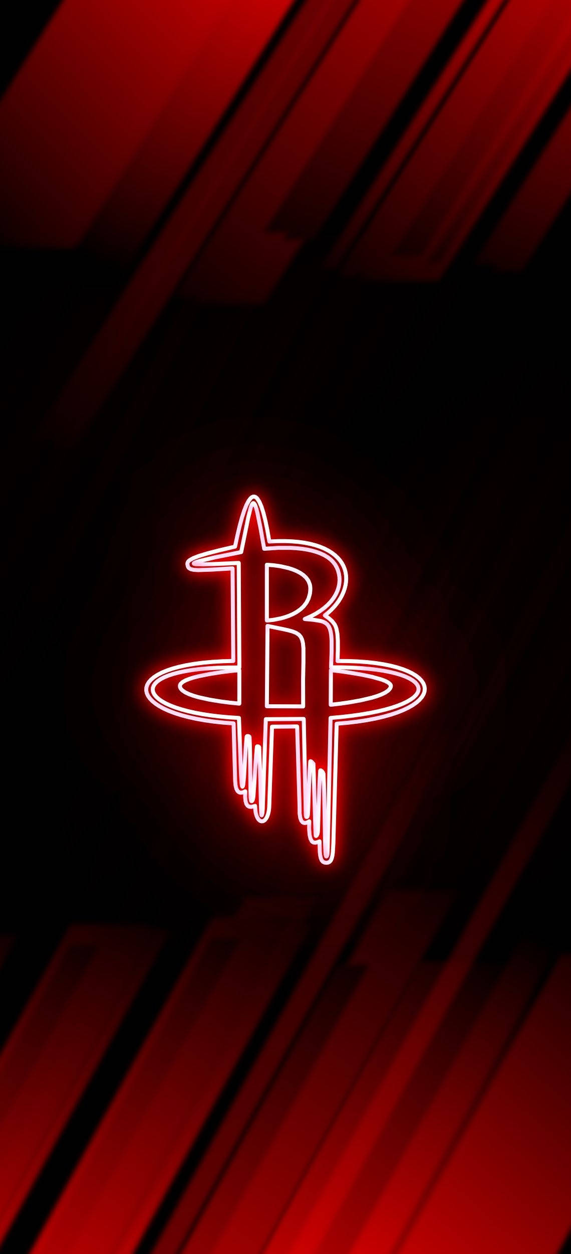 neon red, Houston Rockets, glowing red neon, Full HD Phone Wallpaper