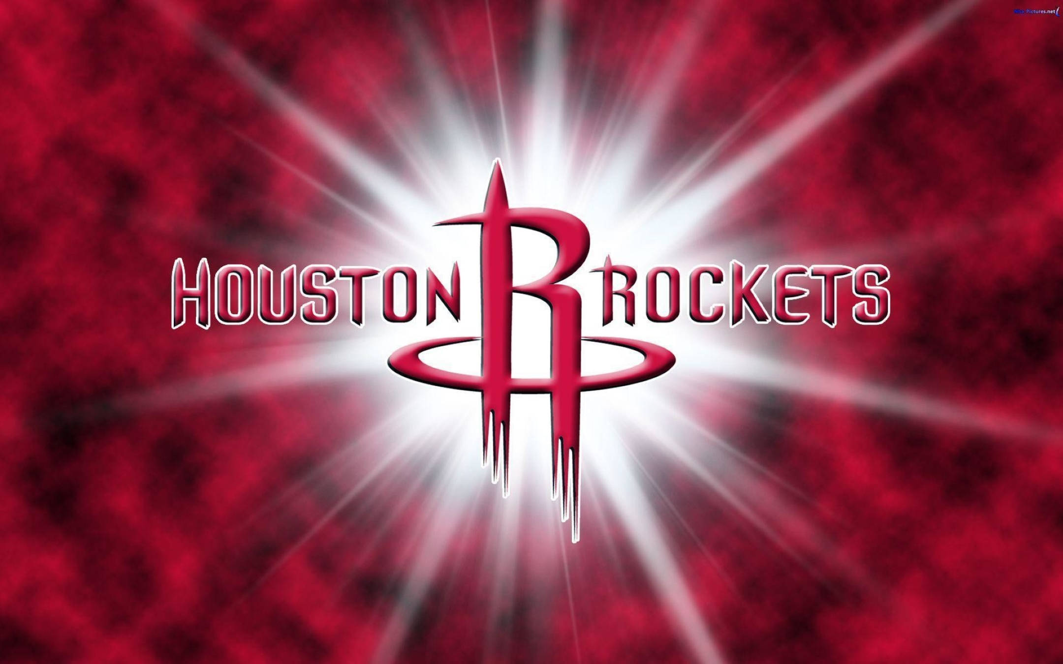 Houston Rockets, shining logo, bright white beams, Full HD Desktop Wallpaper