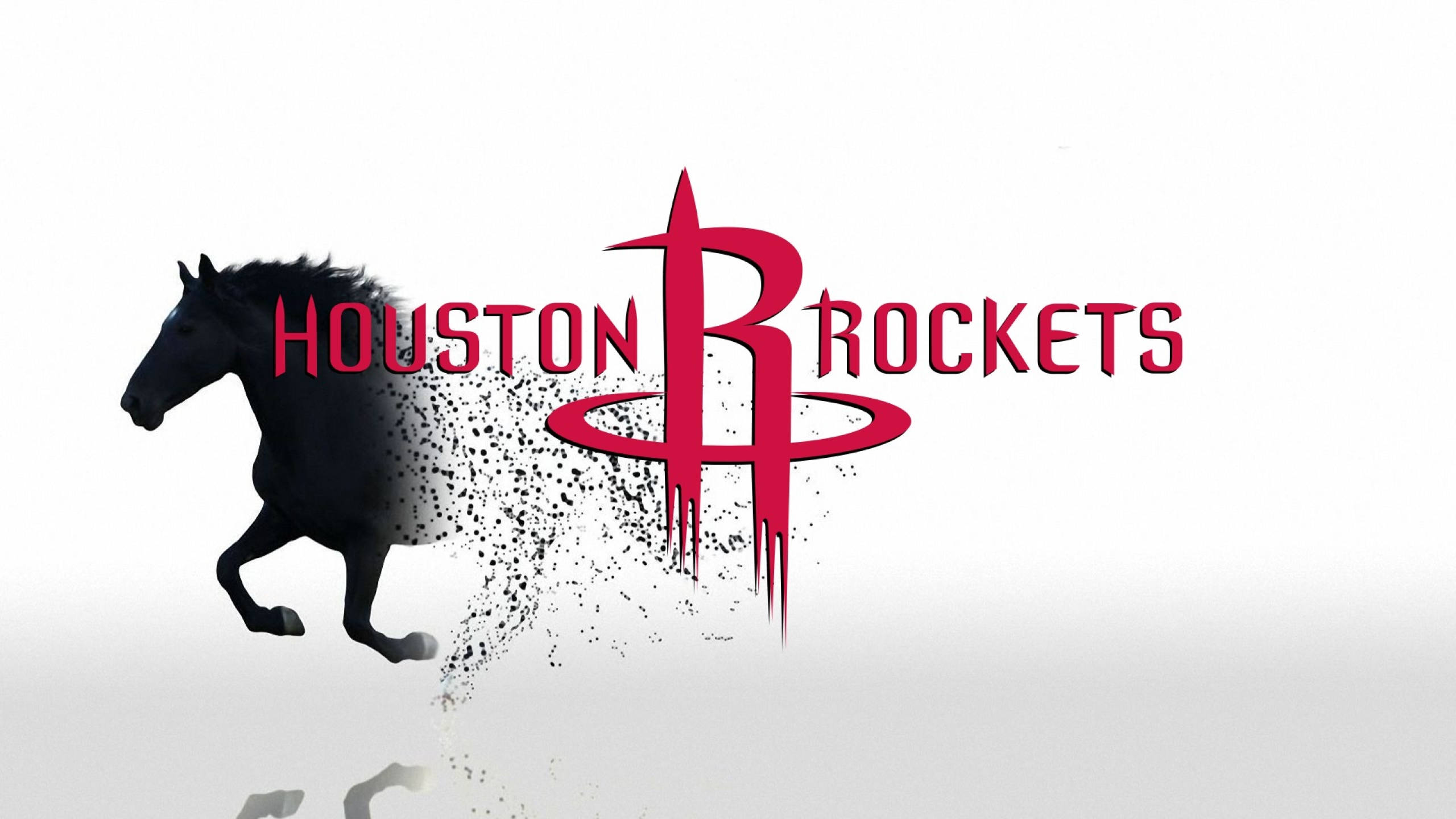 Houston Rockets, black horse, red Houston Rockets logo, 2K Desktop Wallpaper