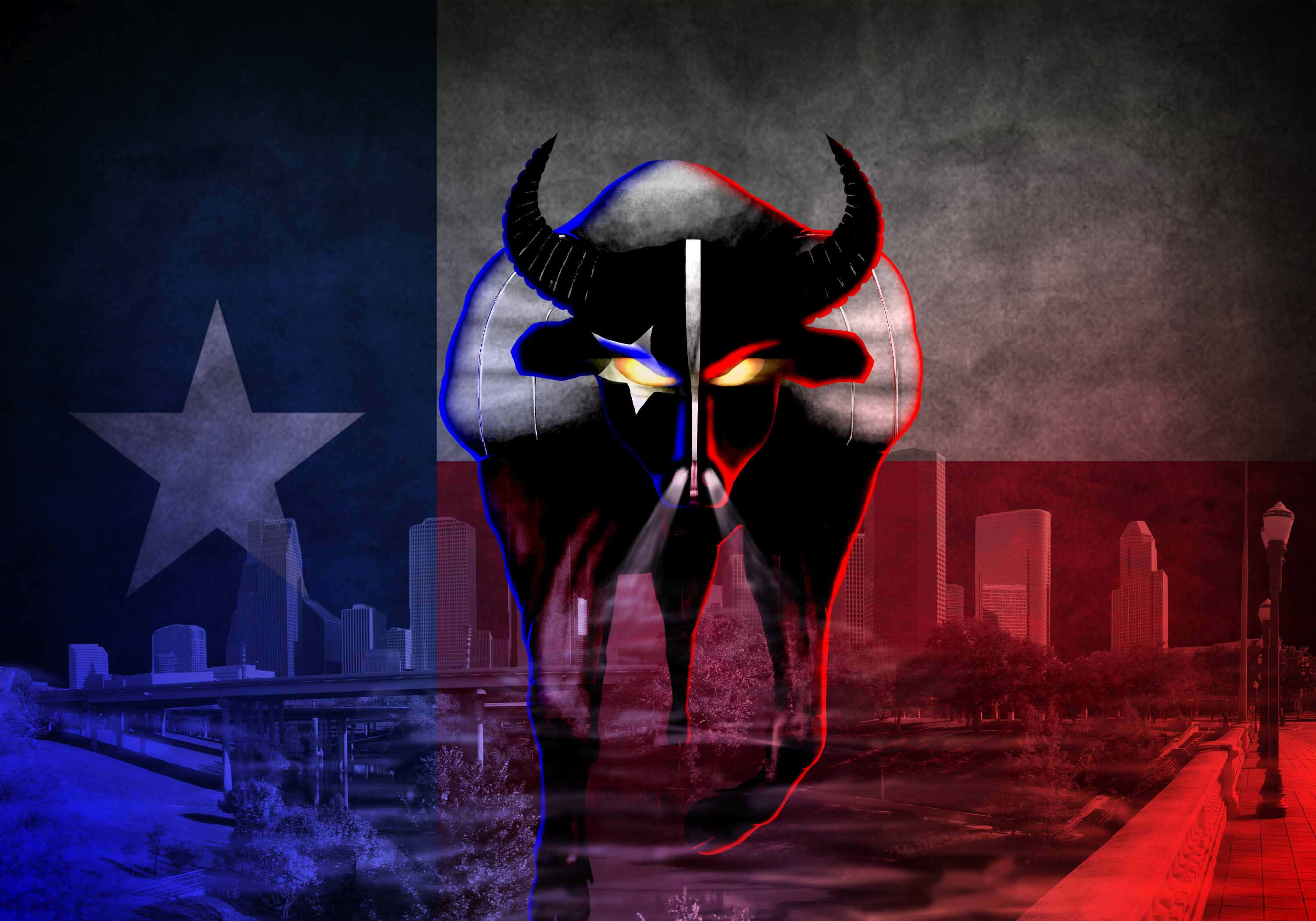 Houston Texans, bull, glowing eyes, 2K Desktop Wallpaper