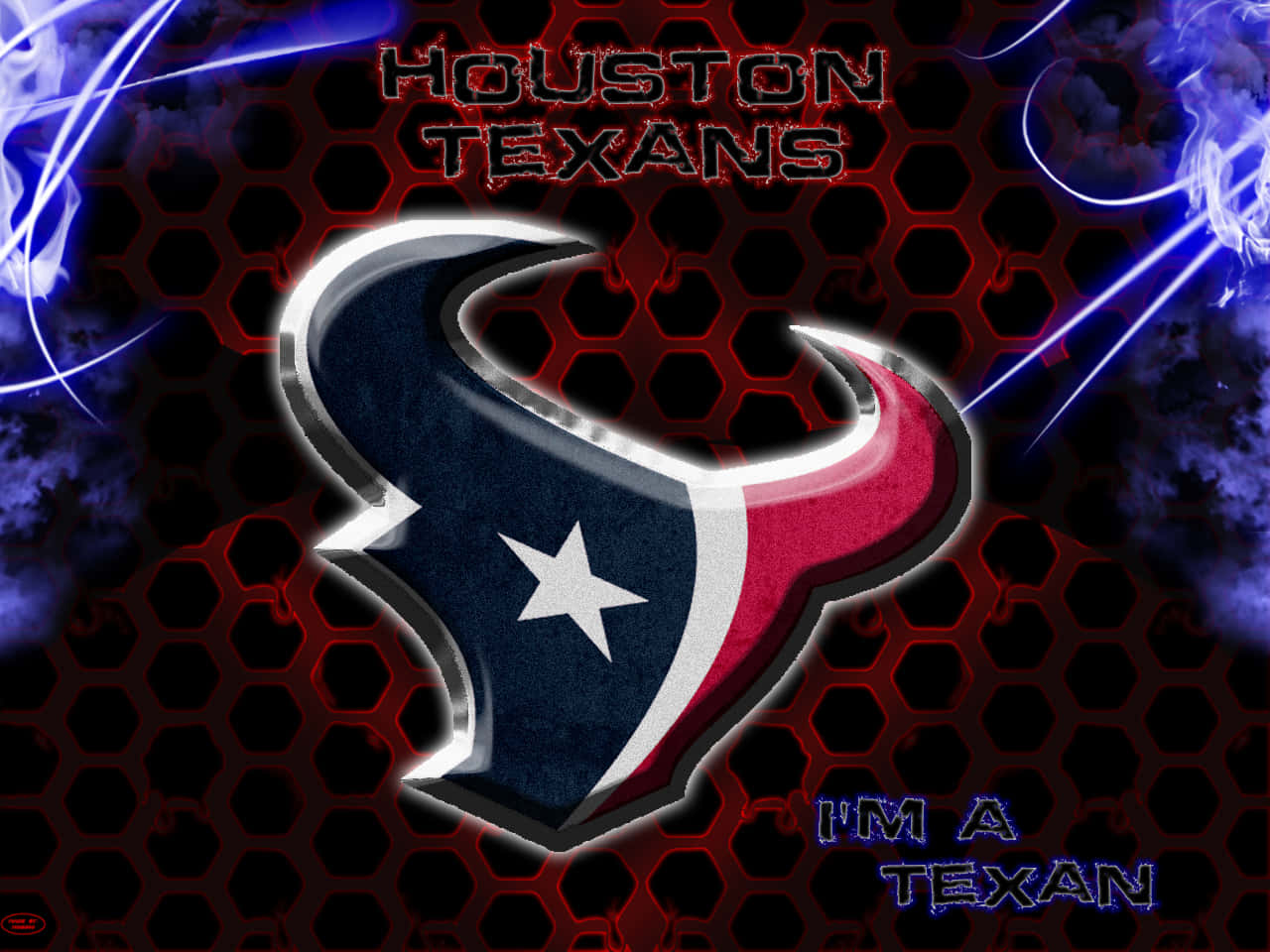 Houston Texans Logo, metallic sheen, dark hexagonal grid, HD Desktop Wallpaper