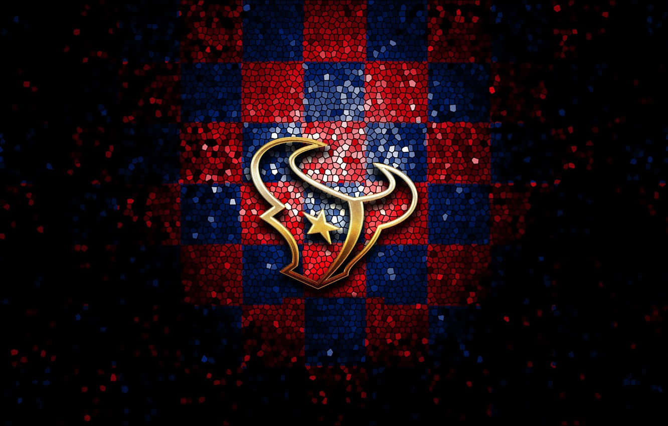 Houston Texans Logo, golden, red and blue checkered mosaic, HD Desktop Wallpaper
