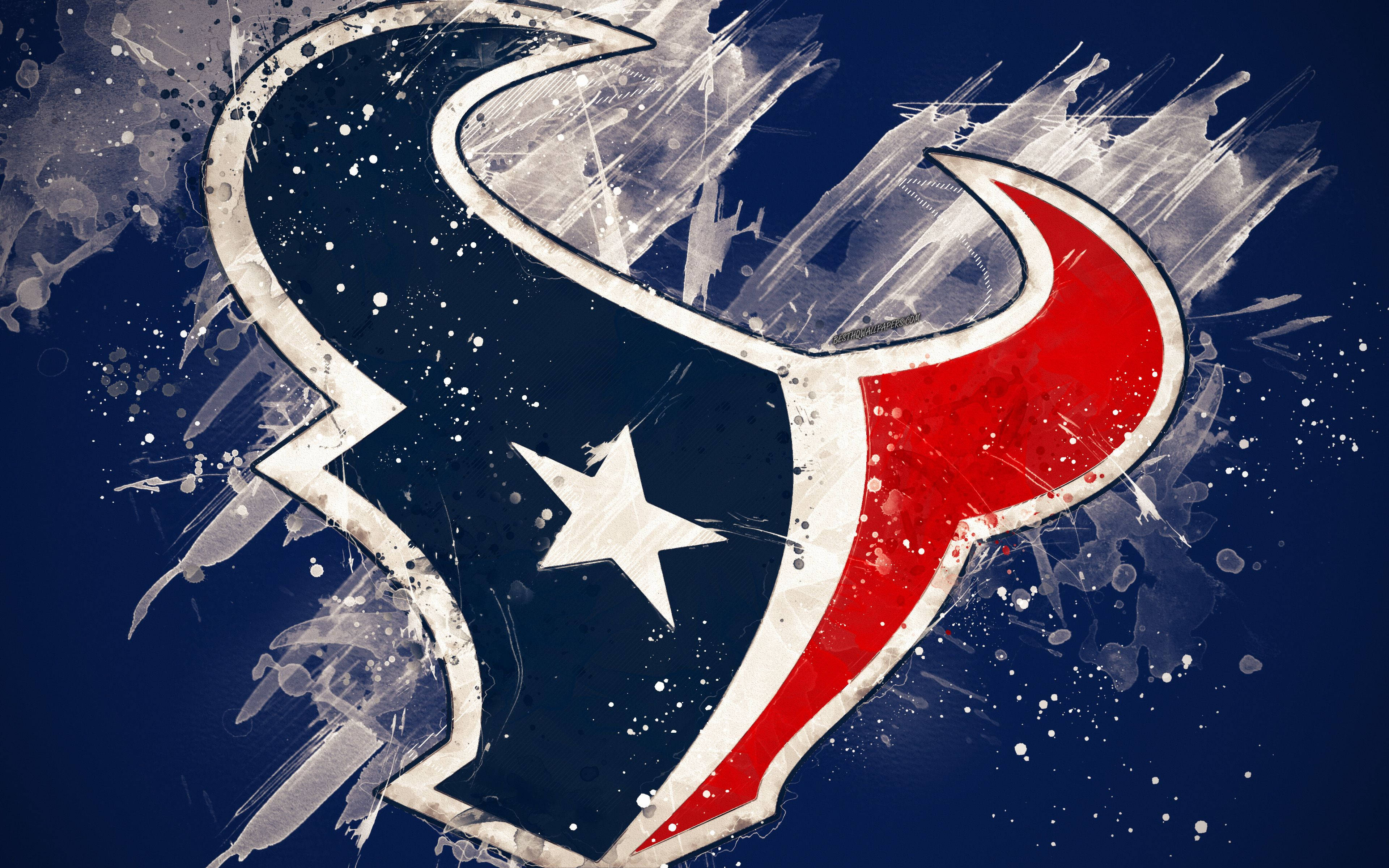Houston Texans, red white and blue splatter paint effects, dark blue background, 4K Desktop Wallpaper
