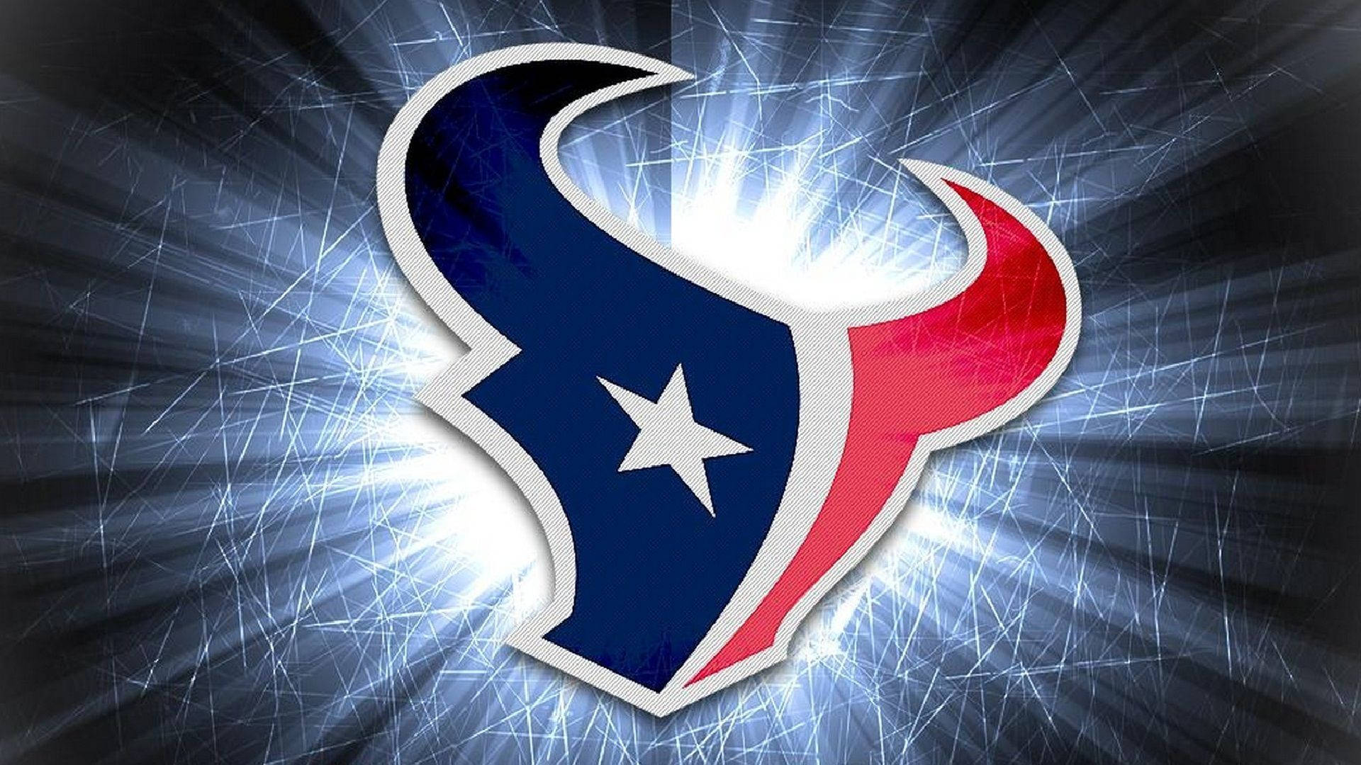 Houston Texans, blue red and white horns, glowing Houston Texans logo, Full HD Desktop Wallpaper