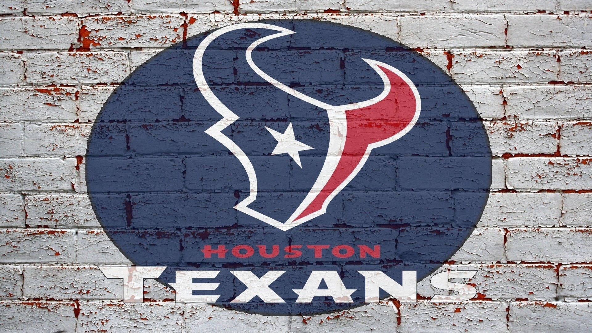 Houston Texans, logo, weathered white brick wall, Full HD Desktop Wallpaper