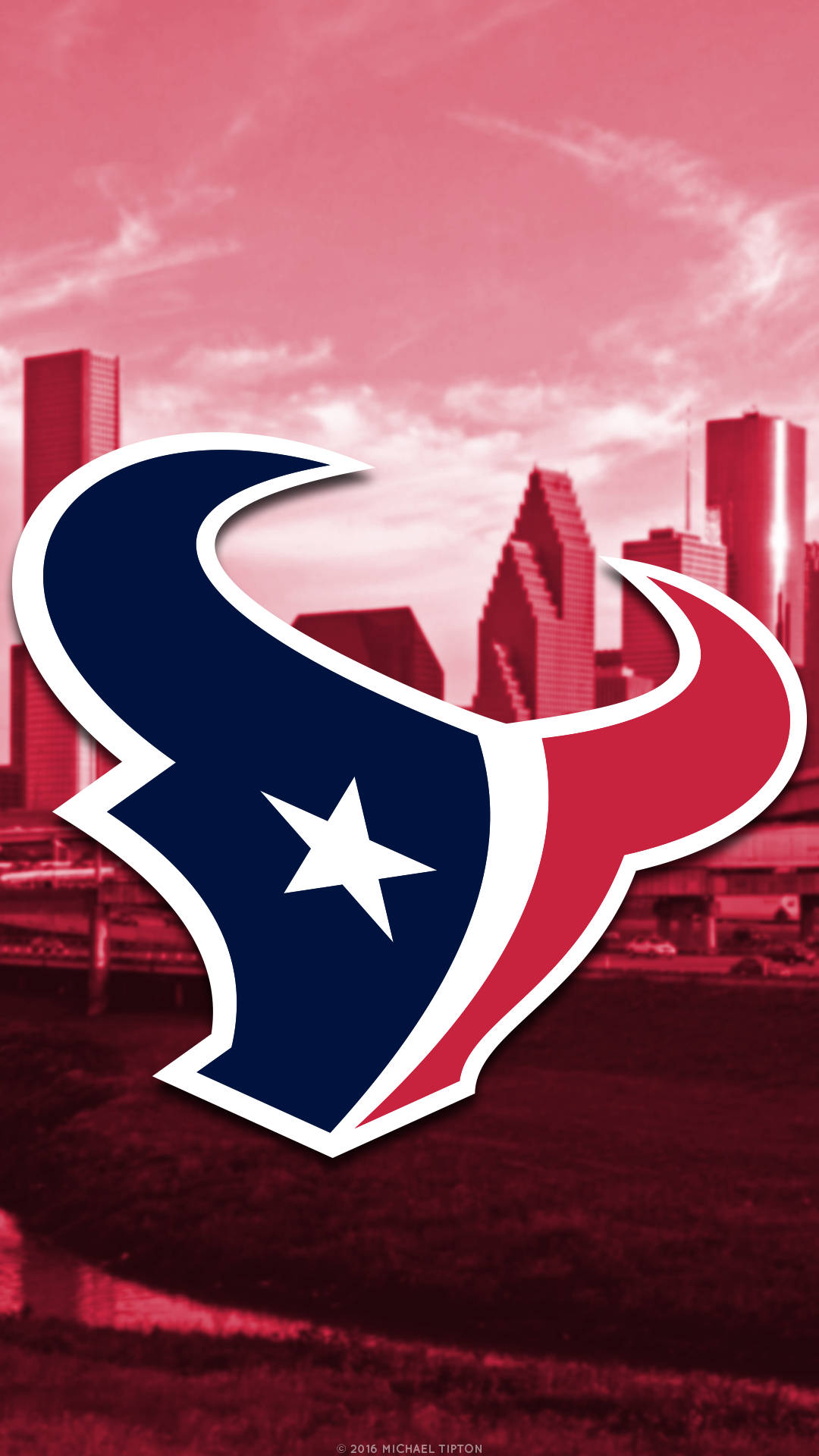 Houston Texans, pink-tinted city skyline, skyscrapers, Full HD Phone Wallpaper