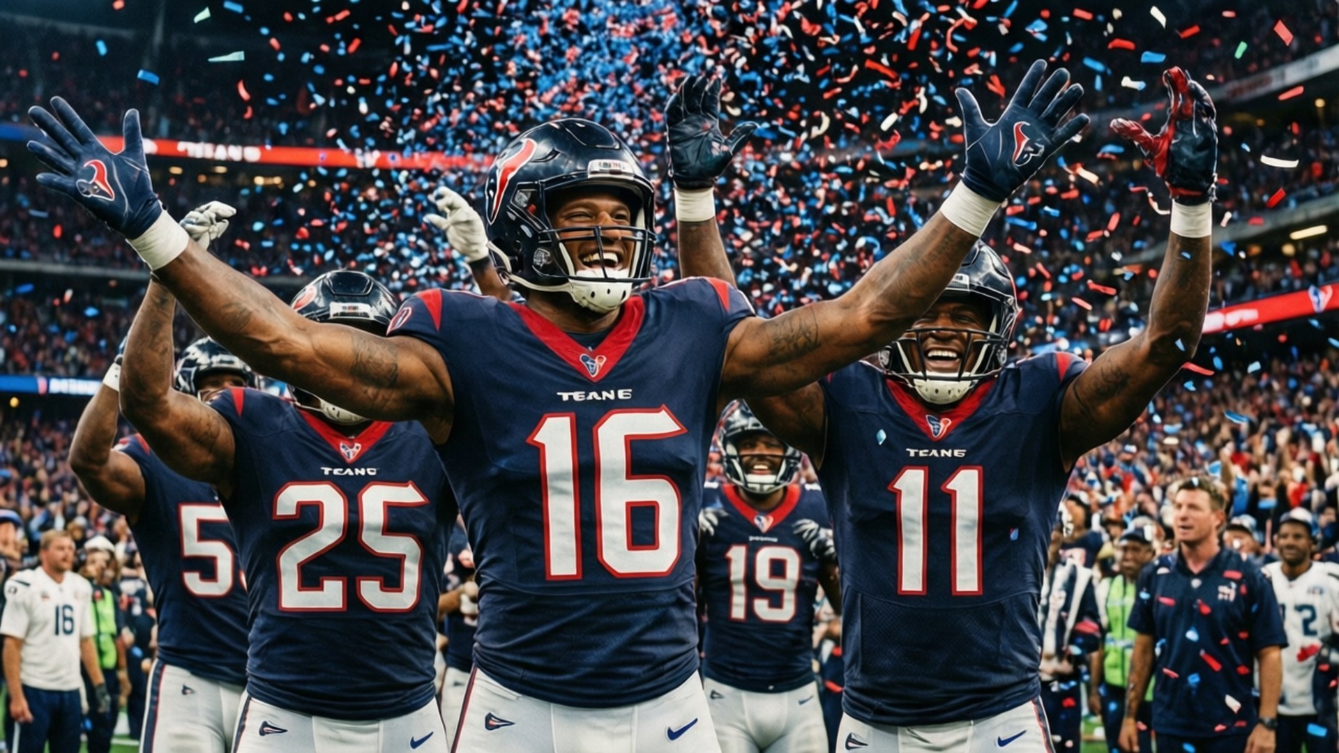 Houston Texans, touchdown celebration, red blue and white confetti, Full HD Desktop Wallpaper