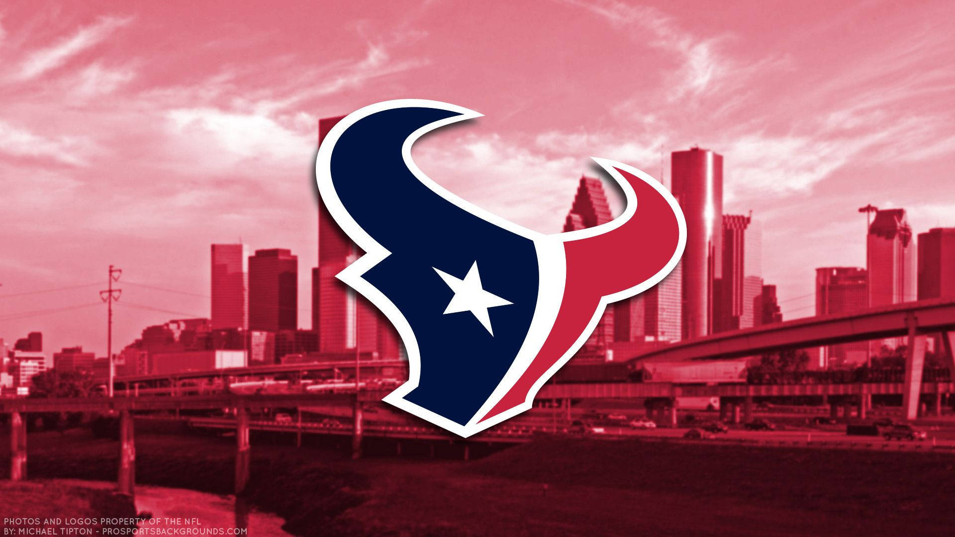 Houston Texans, red-tinted cityscape, skyscrapers, Full HD Desktop Wallpaper