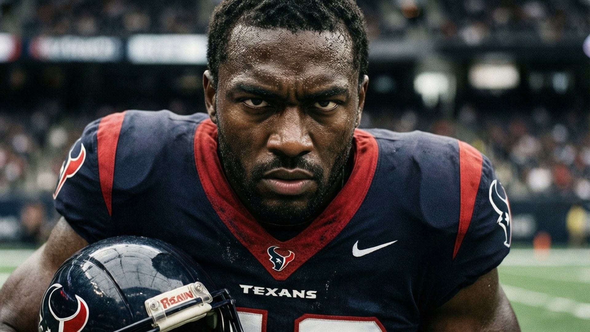 Houston Texans, navy red uniform, football player, Full HD Desktop Wallpaper
