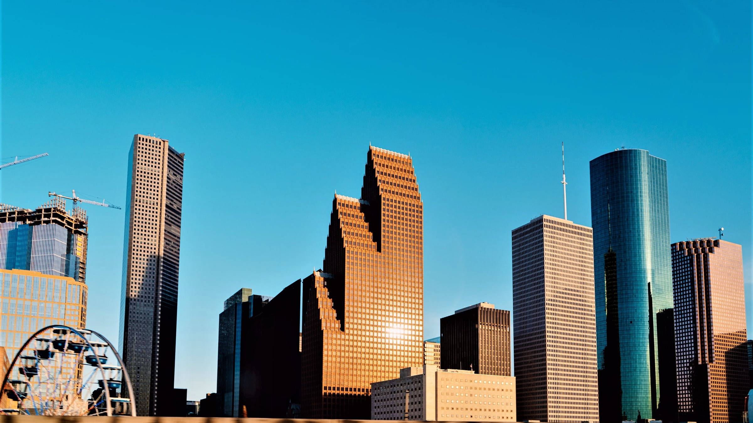 Houston, skyscrapers, glass and steel facades, Full HD Desktop Wallpaper