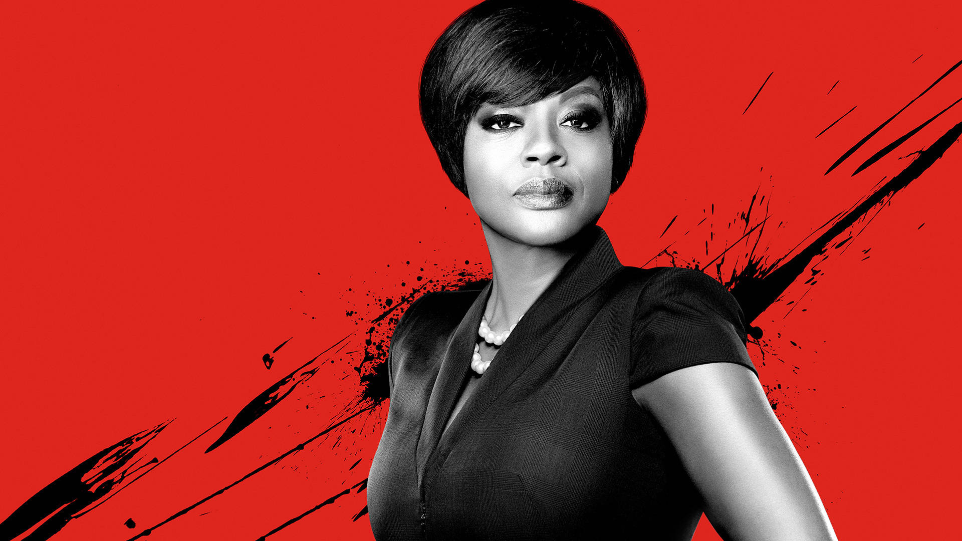 How to Get Away with Murder, black and white portrait, bold red background, Full HD Desktop Wallpaper