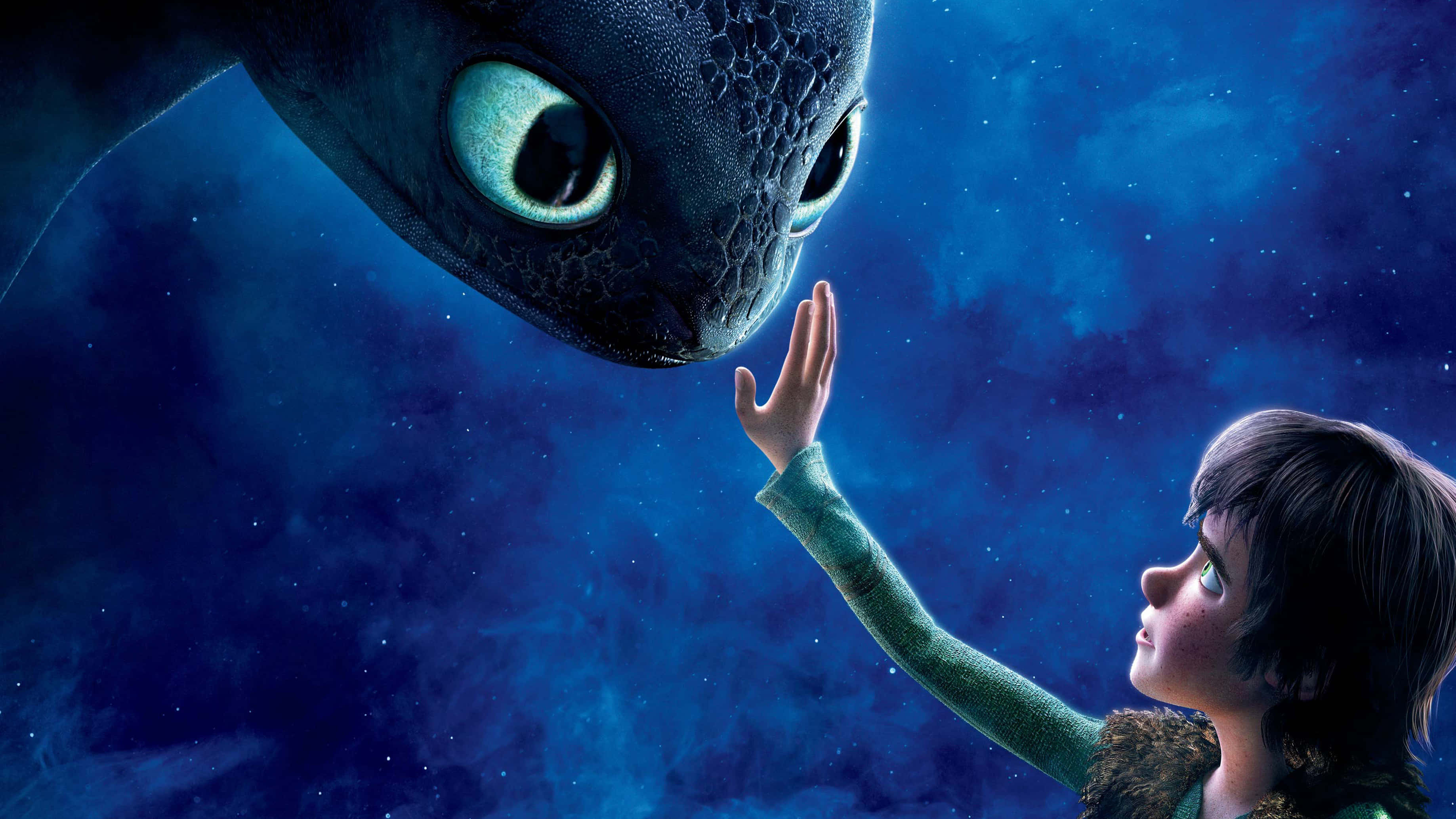 How to Train Your Dragon, 4K, starry night sky, 2K Desktop Wallpaper