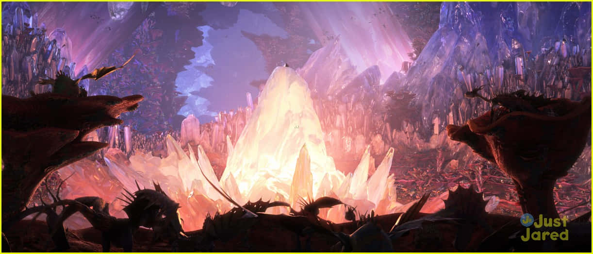 How To Train Your Dragon The Hidden World, glowing crystal, crystalline mountain peak, SD Desktop Wallpaper