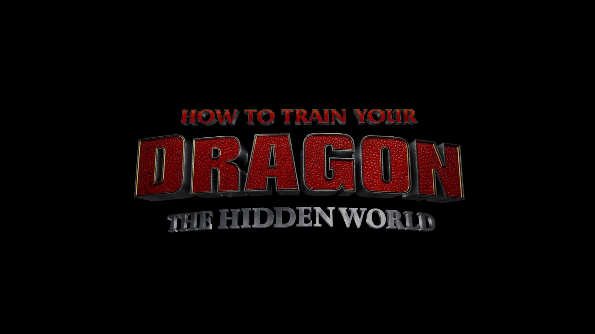 How To Train Your Dragon The Hidden World, red textured 3d title text, black background, Full HD Desktop Wallpaper