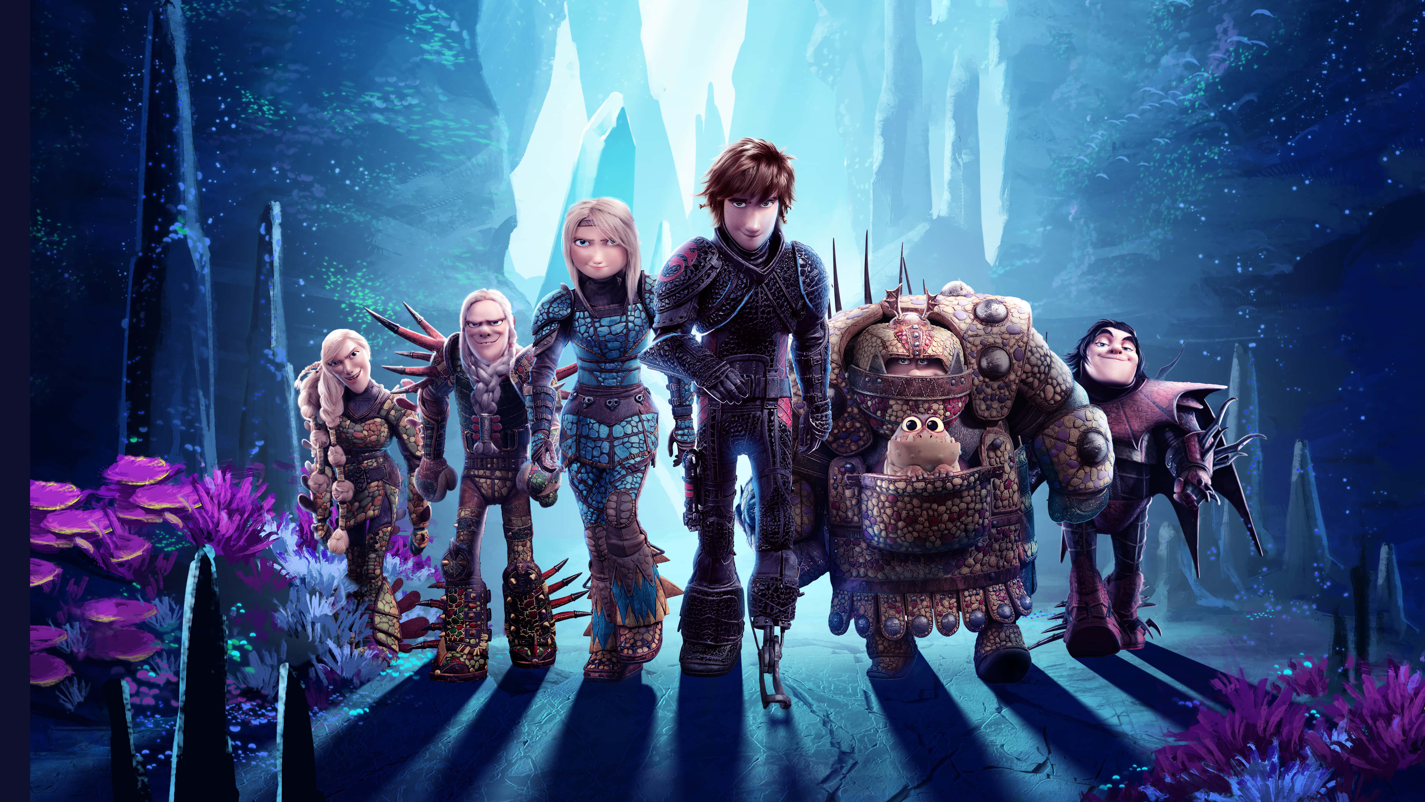 How To Train Your Dragon, 4K, glowing blue cavern, 5K Desktop Wallpaper