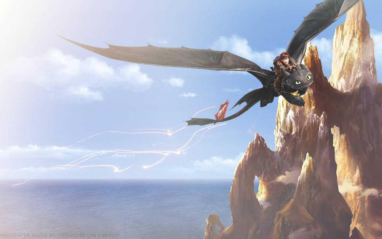How To Train Your Dragon, black dragon, jagged cliffs, HD Desktop Wallpaper