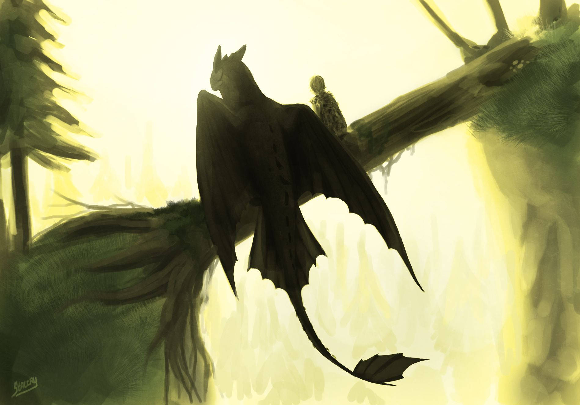 How To Train Your Dragon, dragon, mossy tree branch, HD Desktop Wallpaper