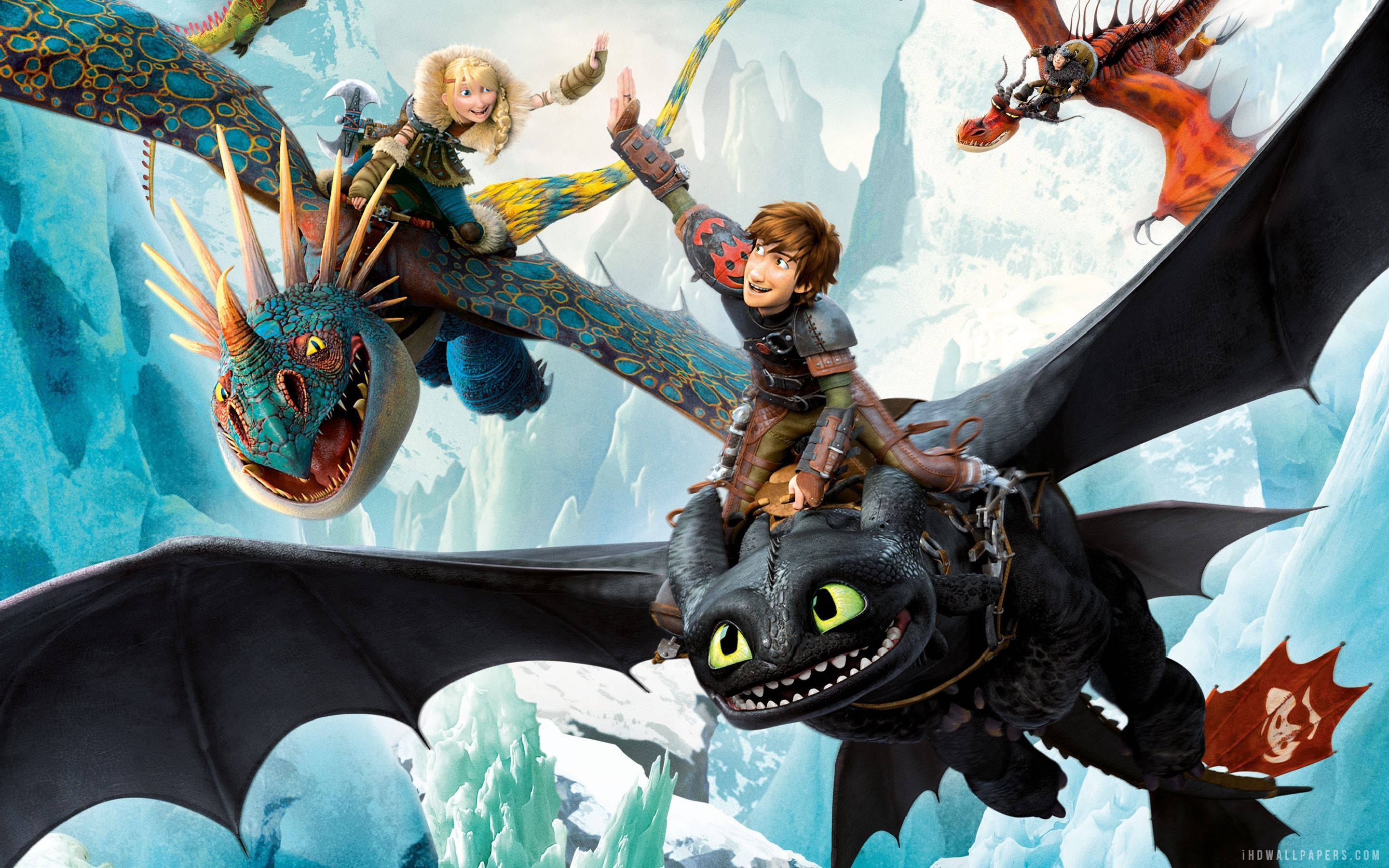 How To Train Your Dragon 2, icy canyon, jagged blue-white cliffs, 2K Desktop Wallpaper