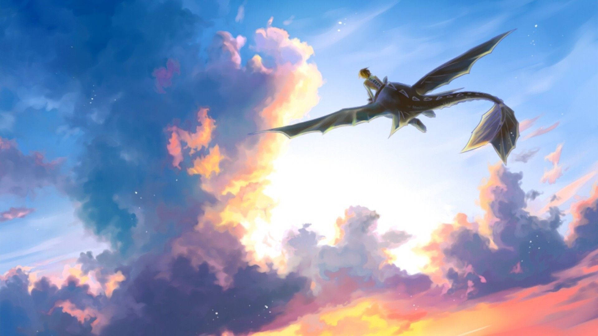 How To Train Your Dragon, pink sky, sunset sky, Full HD Desktop Wallpaper