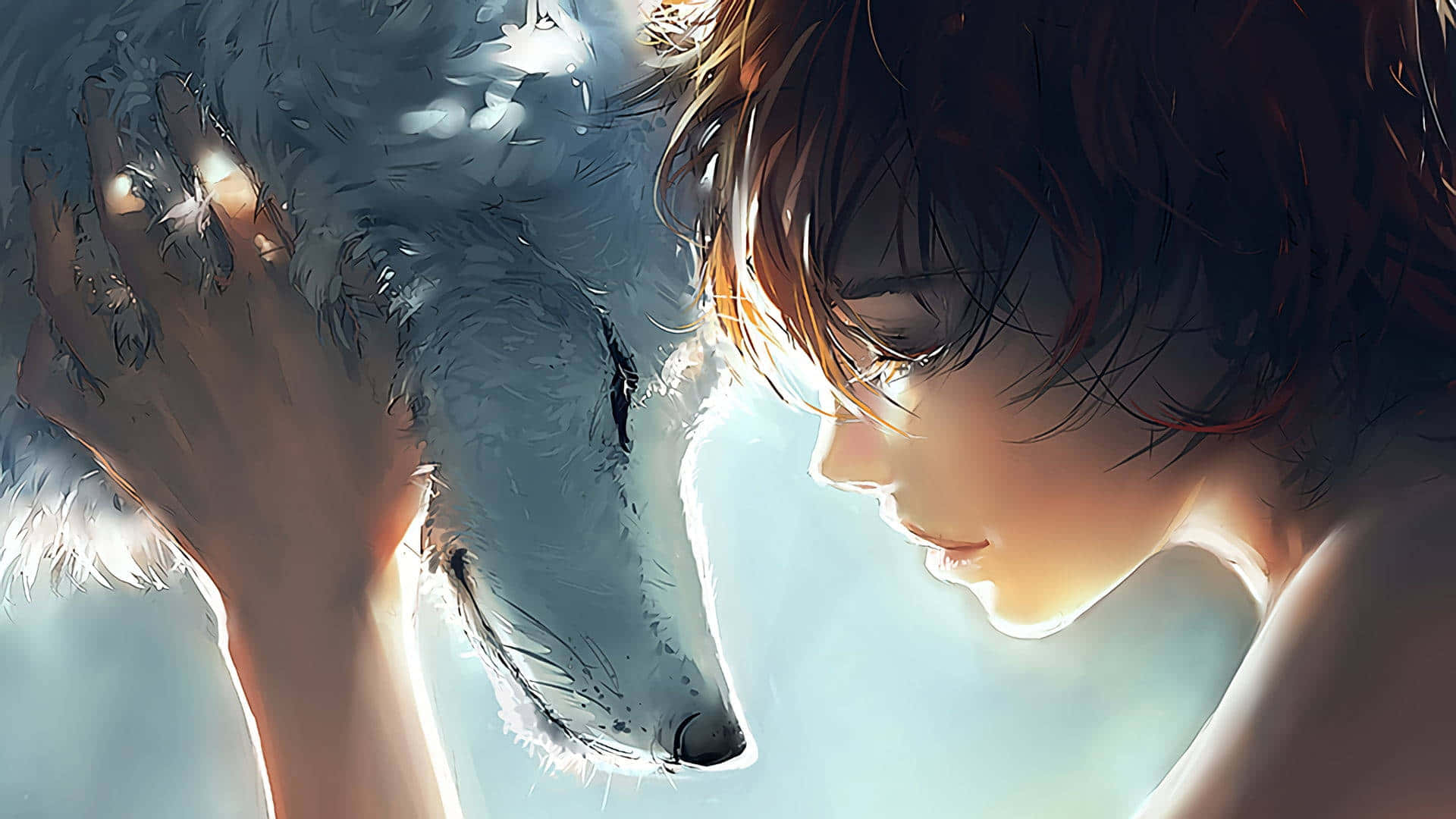 Howling Wolf, white wolf, soft sunlight, Full HD Desktop Wallpaper