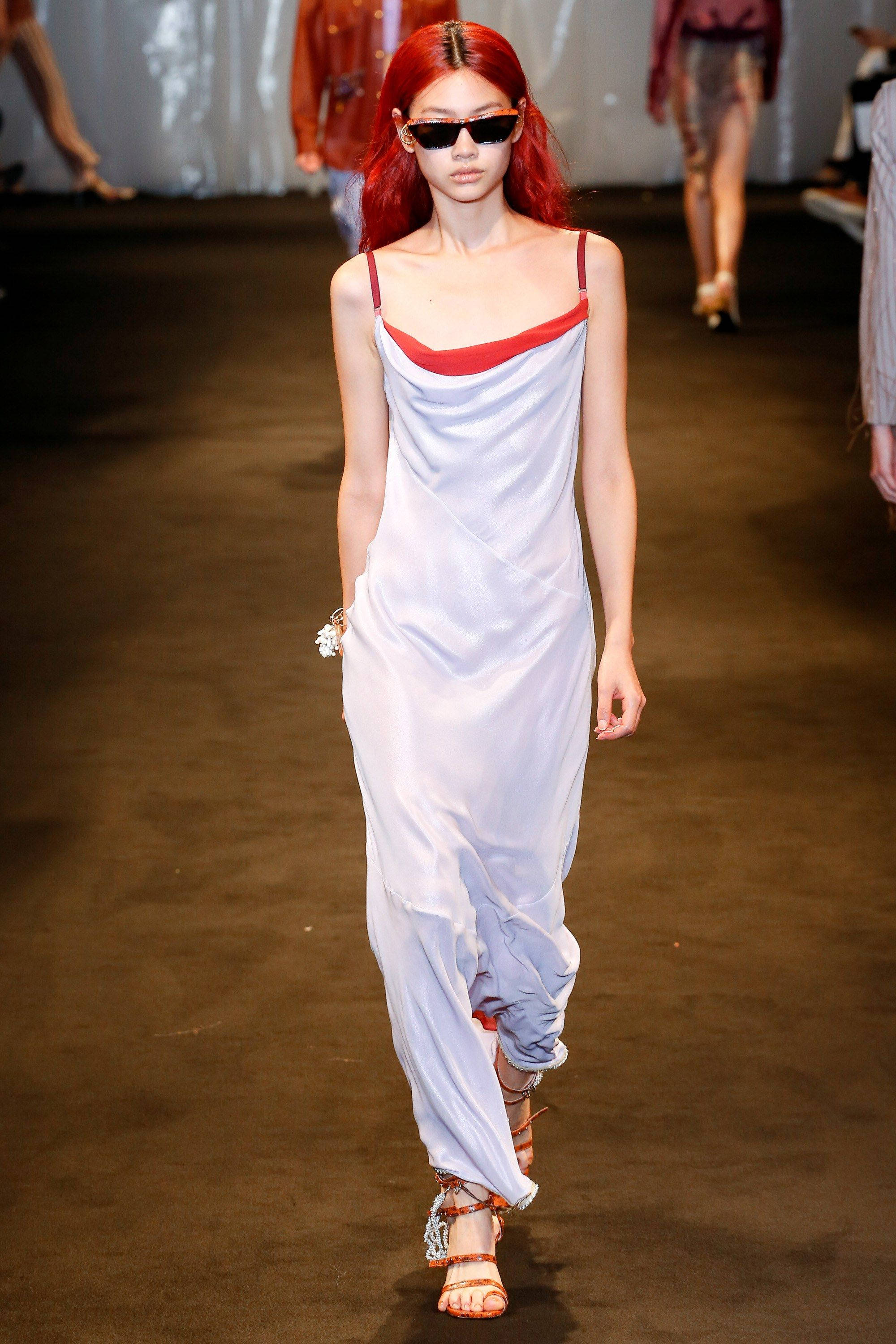 Hoyeon Jung, white dress, red trim, 2K Phone Wallpaper