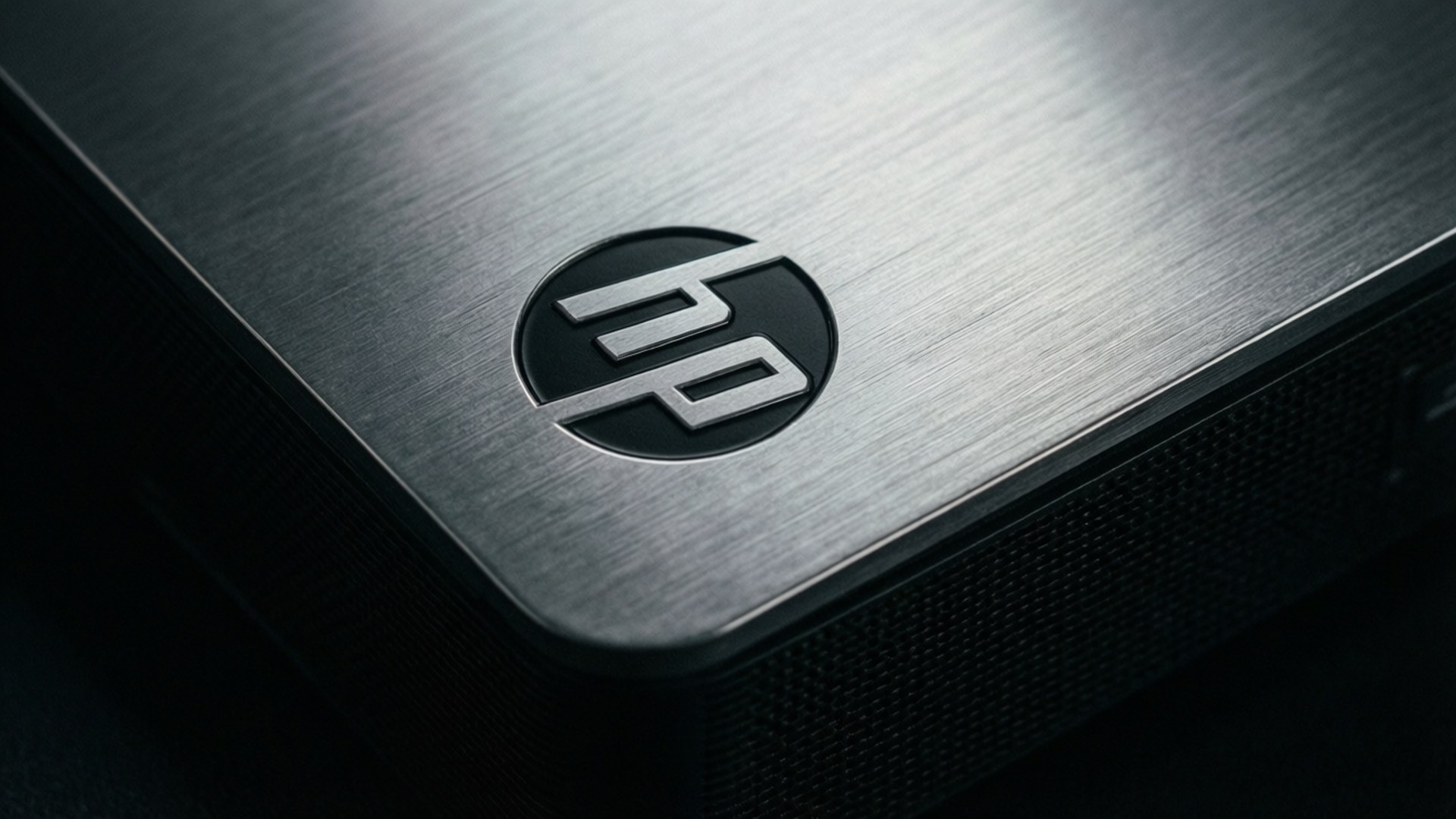 HP, logo, brushed metal, Full HD Desktop Wallpaper