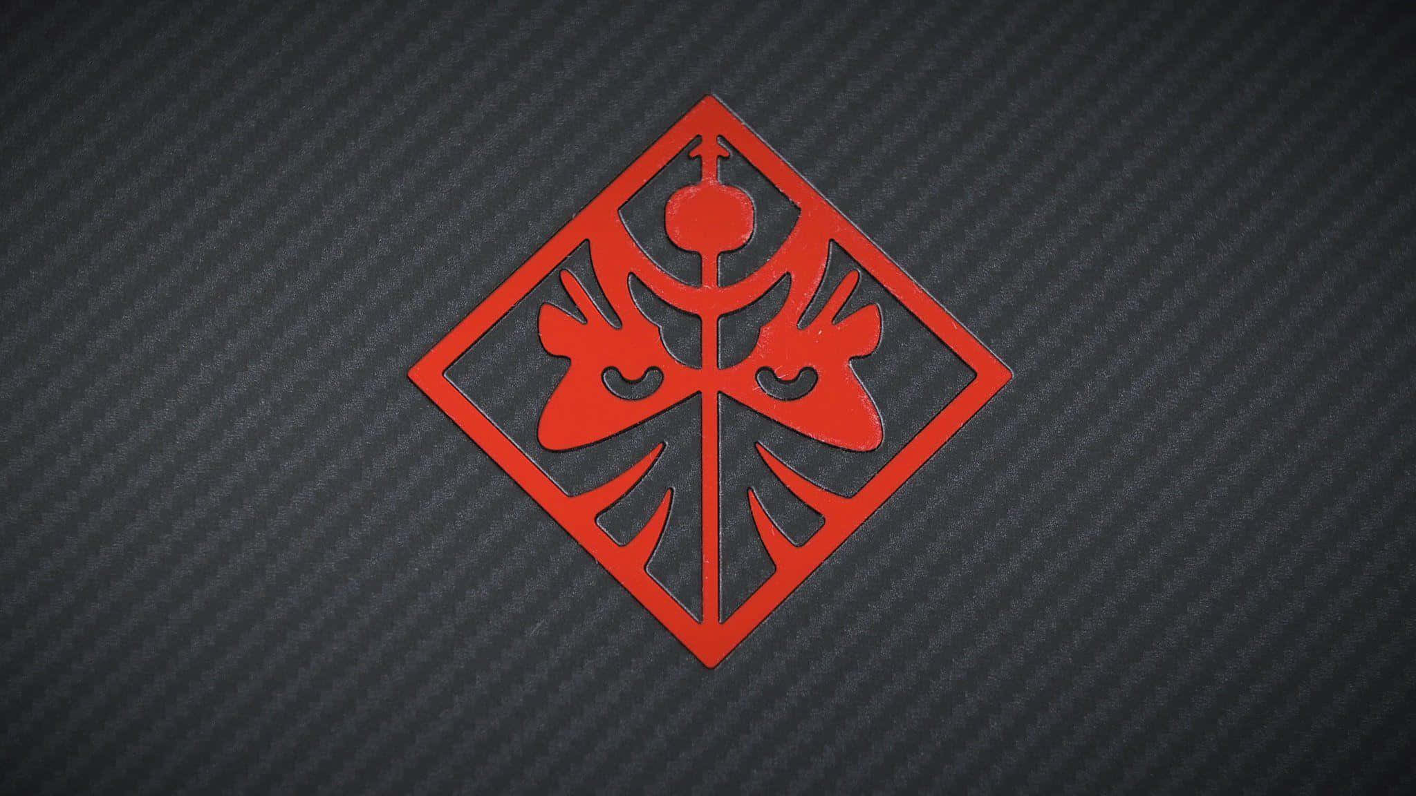 HP Omen, red diamond-shaped emblem, floral motifs, Full HD Desktop Wallpaper