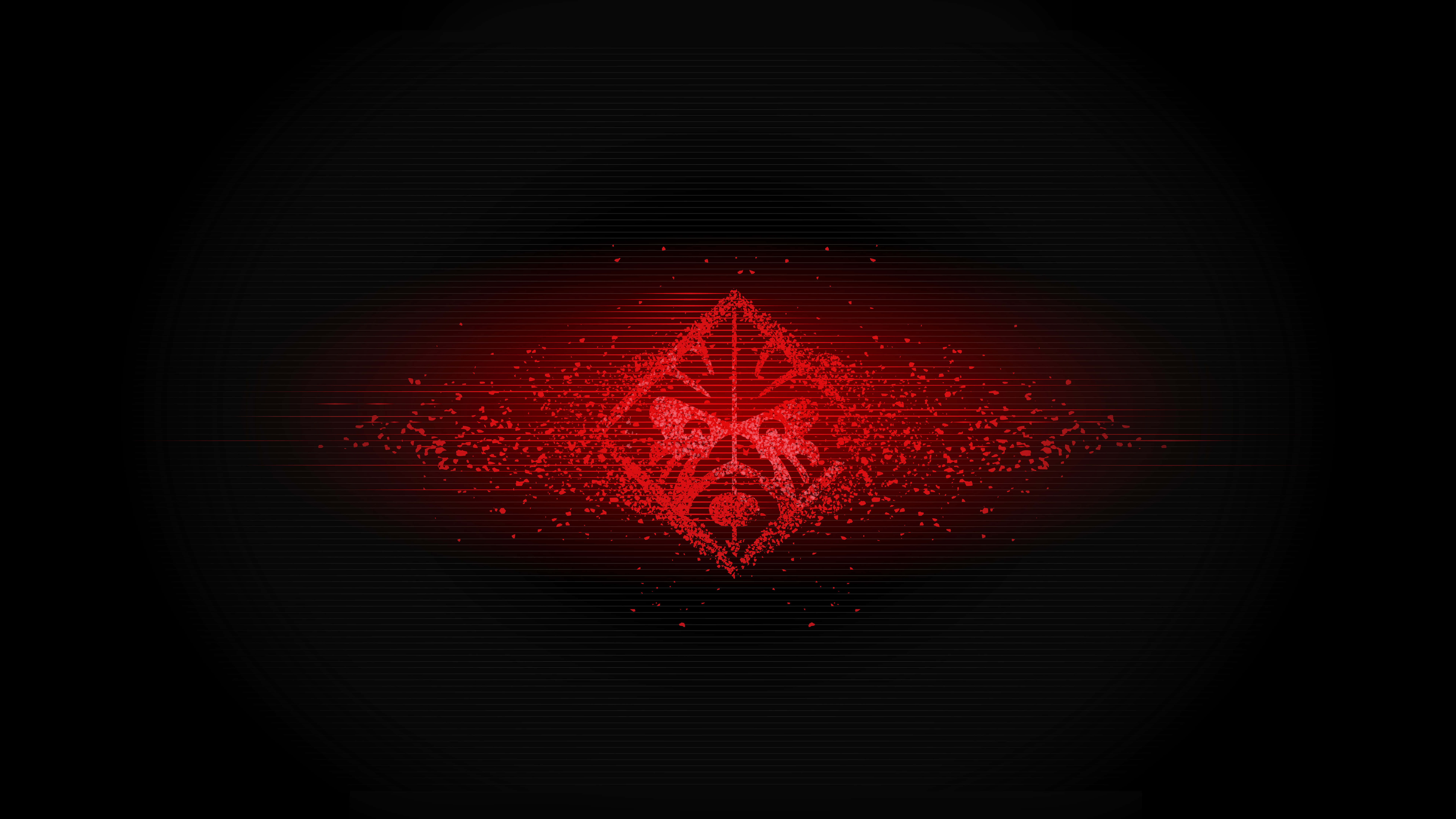 HP Omen, glowing red digital emblem, particle effects, 8K Desktop Wallpaper