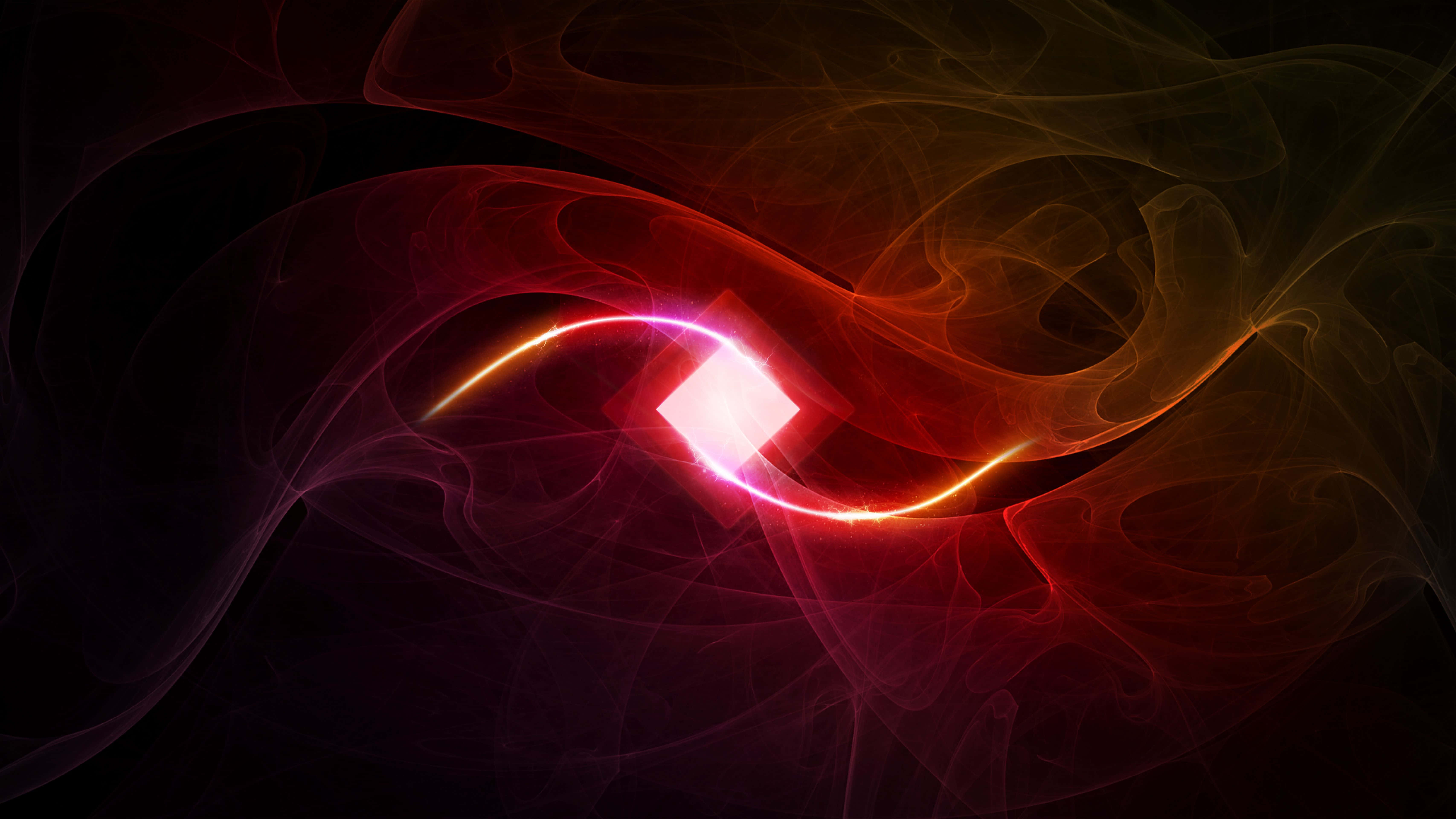 HP Omen, Red Smoke, glowing pink cube, 5K Desktop Wallpaper