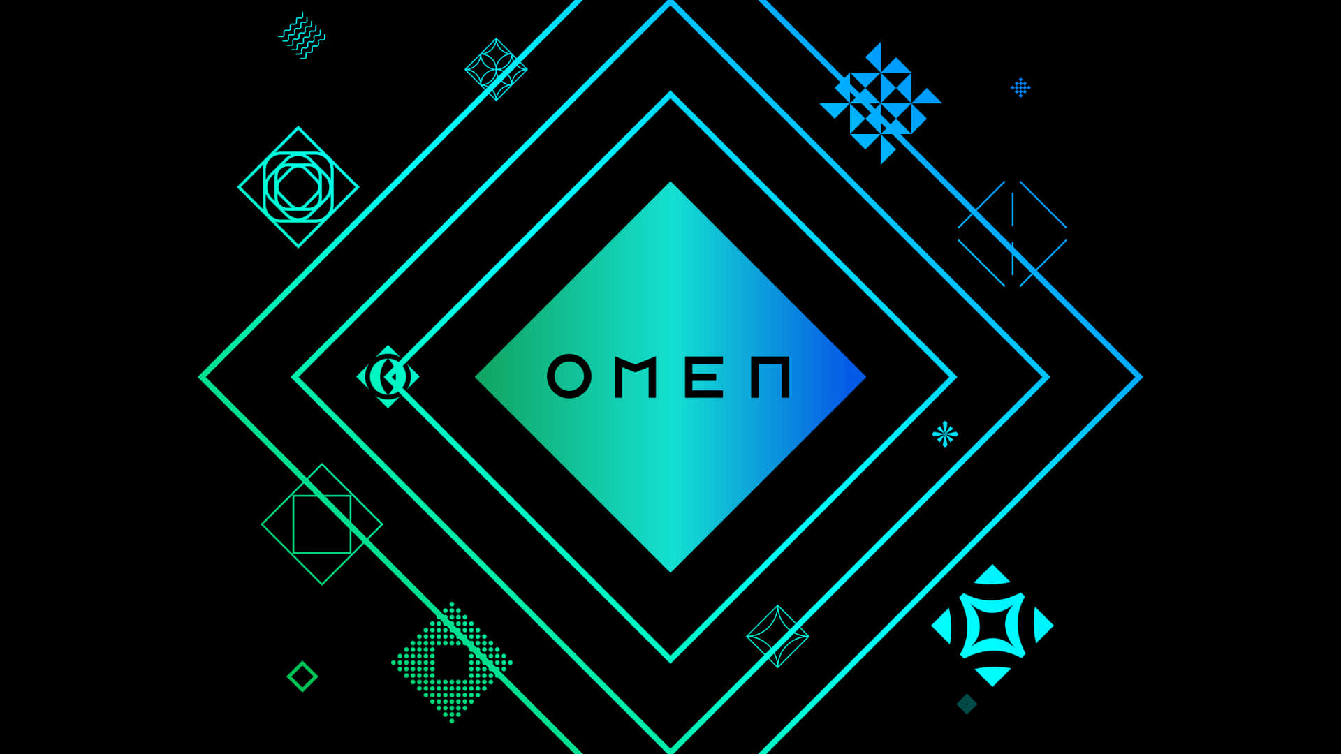 HP Omen, cyan gradient, diamond, Full HD Desktop Wallpaper