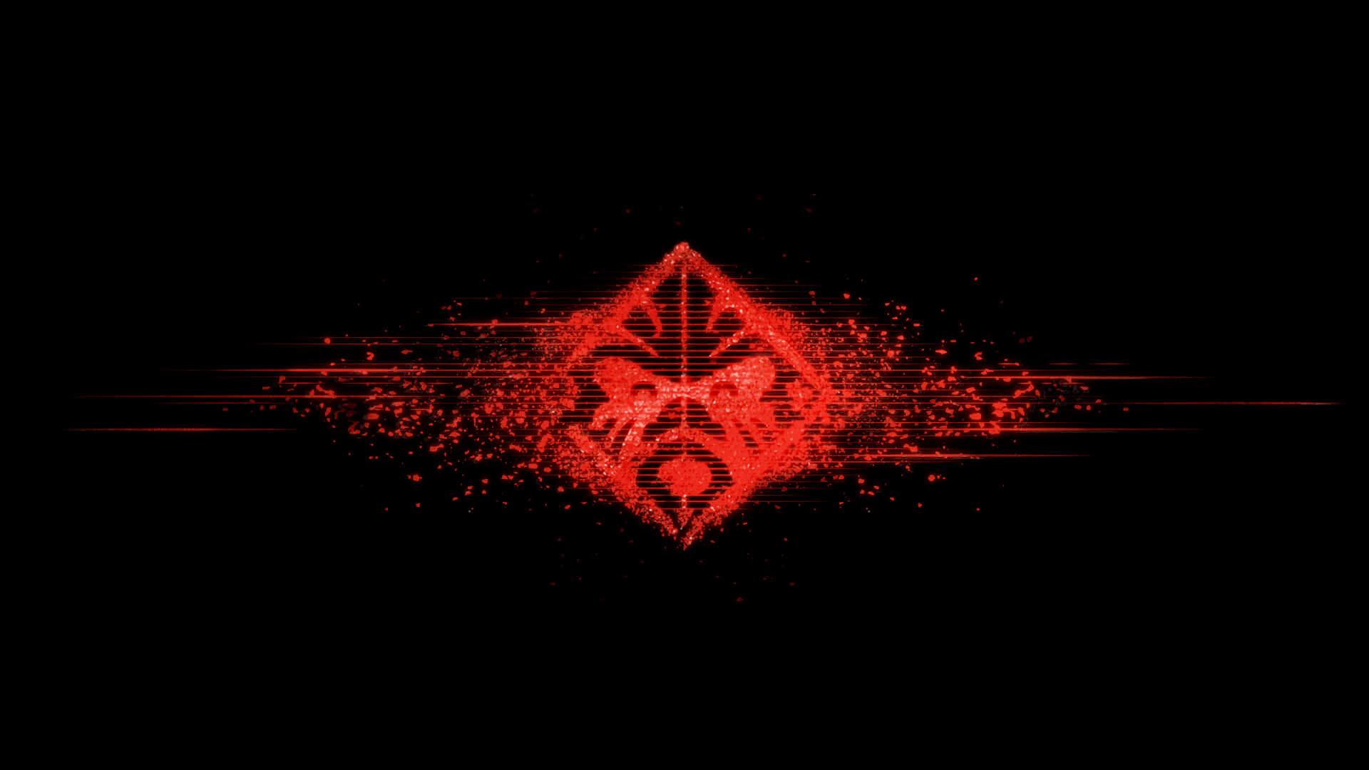 HP Omen, red digital emblem, particle effects, Full HD Desktop Wallpaper