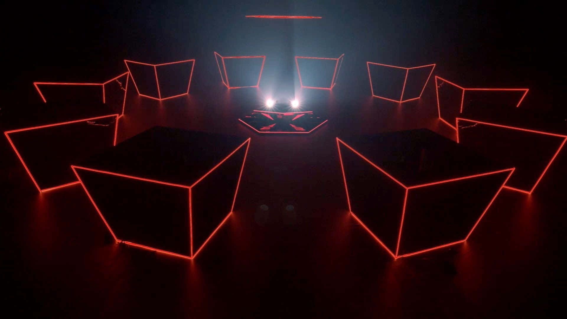 hp omen, 1920 x 1080, red neon cubes, Full HD Desktop Wallpaper