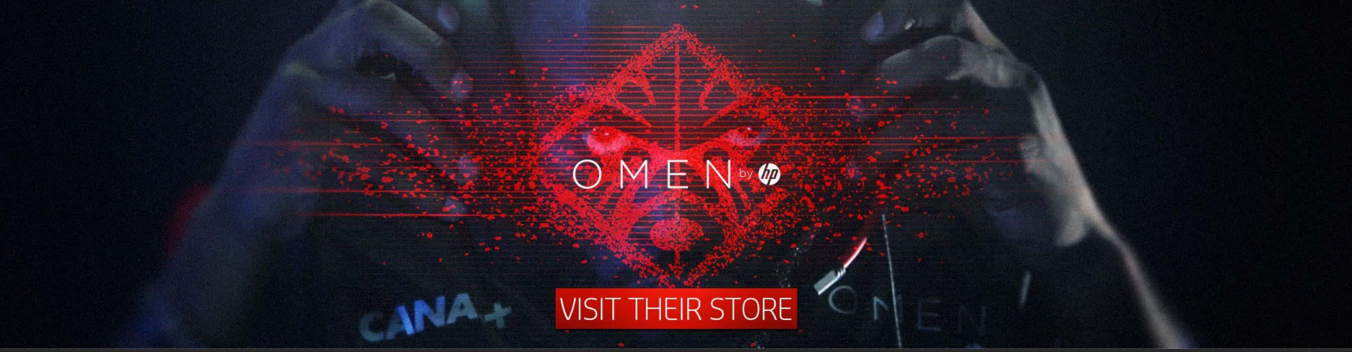 Hp Omen, red, glowing red Omen logo, 2K Desktop Wallpaper