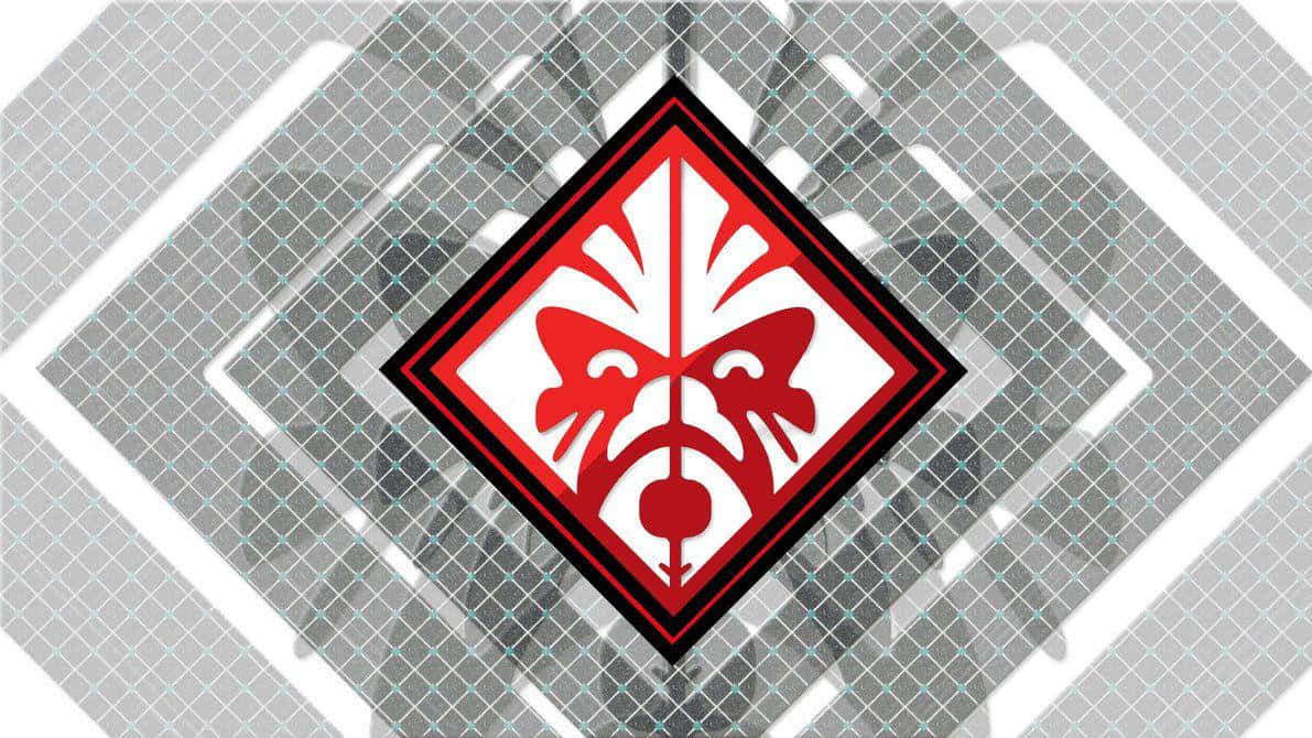 HP Omen, red stylized mask emblem, diamond frame, SD Desktop Wallpaper