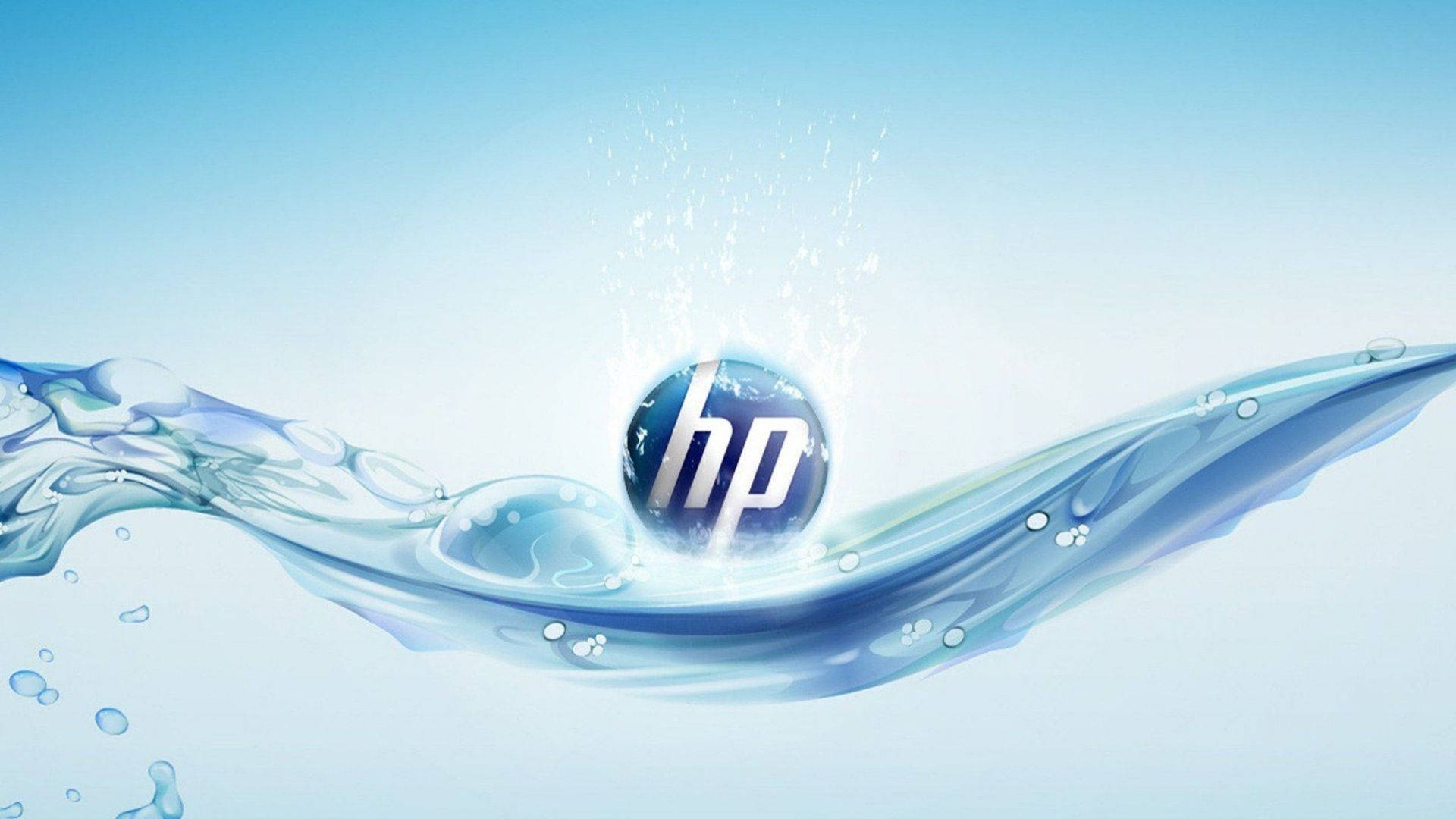 HP logo, blue water splash, clear sky background, Full HD Desktop Wallpaper