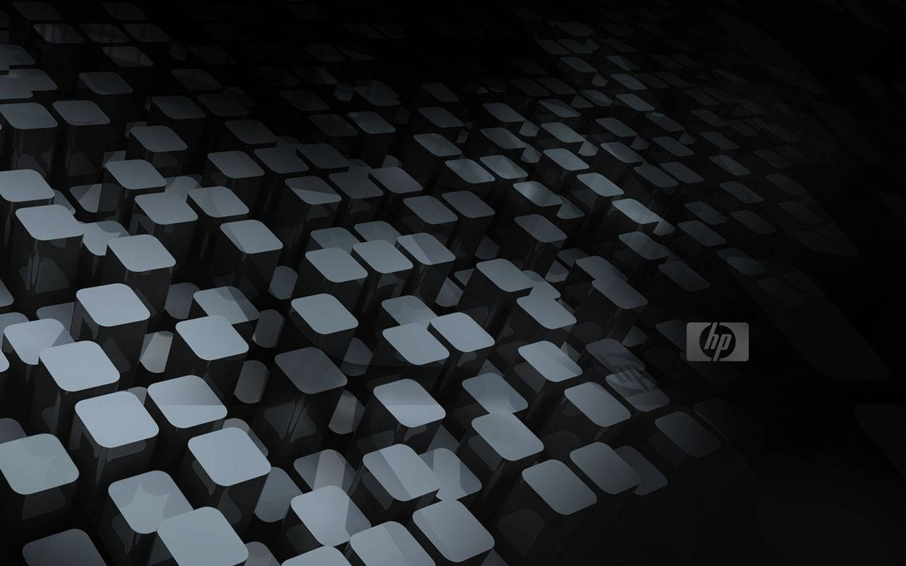 Hp, 3D Blocks, glossy gray cubes, HD Desktop Wallpaper
