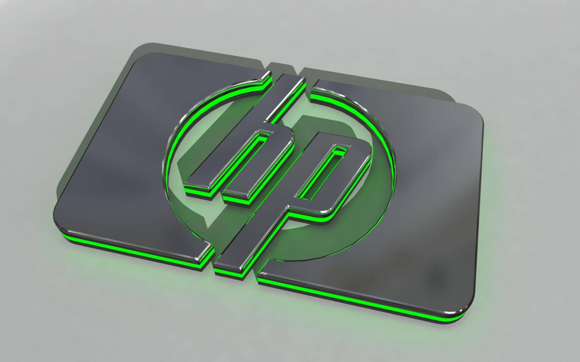 HP, 3D metal pad, glowing green edges, Full HD Desktop Wallpaper