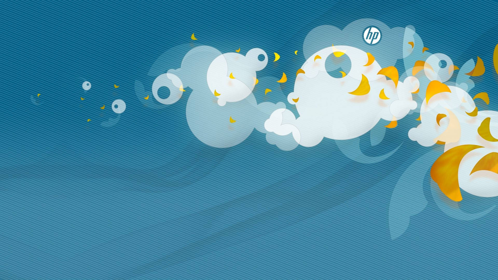 Hp, white clouds, yellow accents, Full HD Desktop Wallpaper