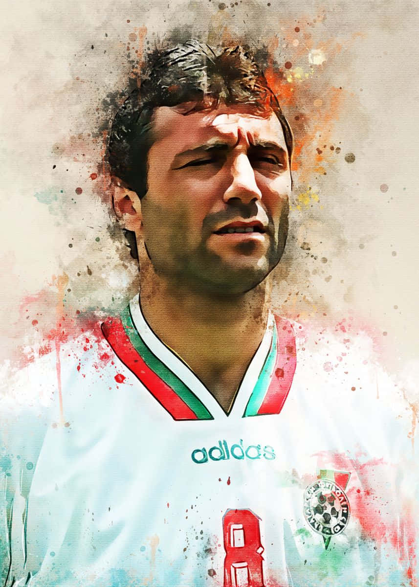 Hristo Stoichkov, Italian jersey, watercolor-style portrait, SD Phone Wallpaper