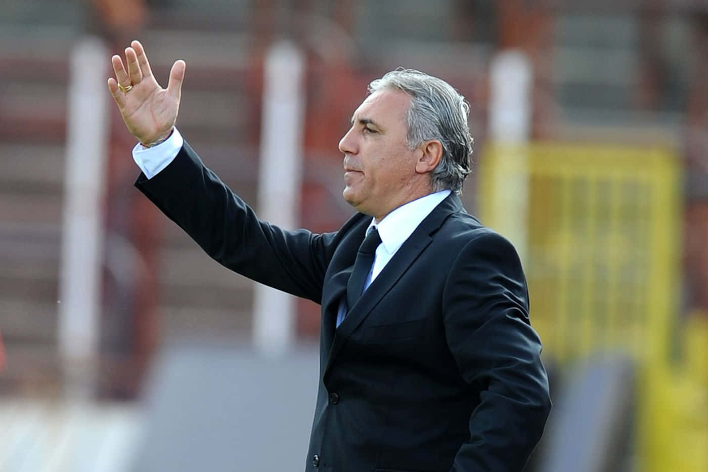 Hristo Stoichkov, black suit, stadium, HD Desktop Wallpaper