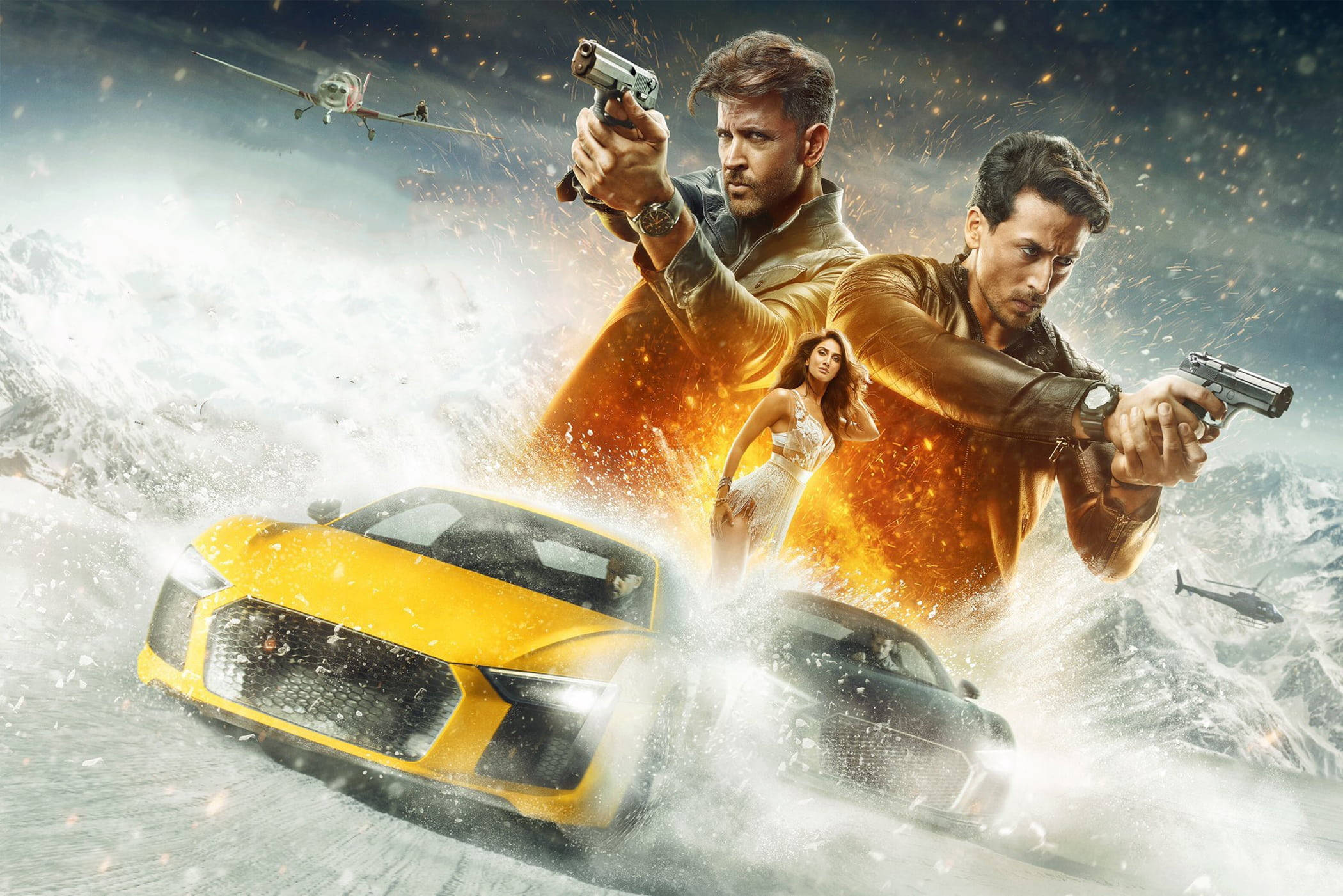 Hrithik Roshan War, leather jackets, yellow sports car, Full HD Desktop Wallpaper