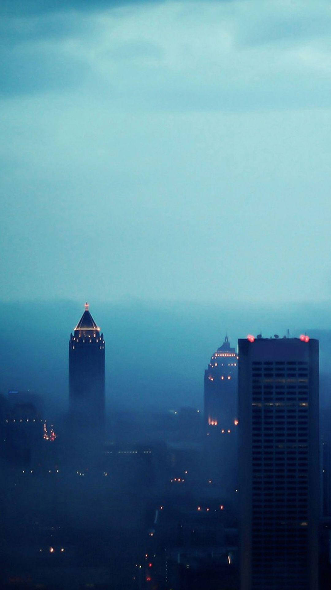Htc, skyscrapers, fog, Full HD Phone Wallpaper
