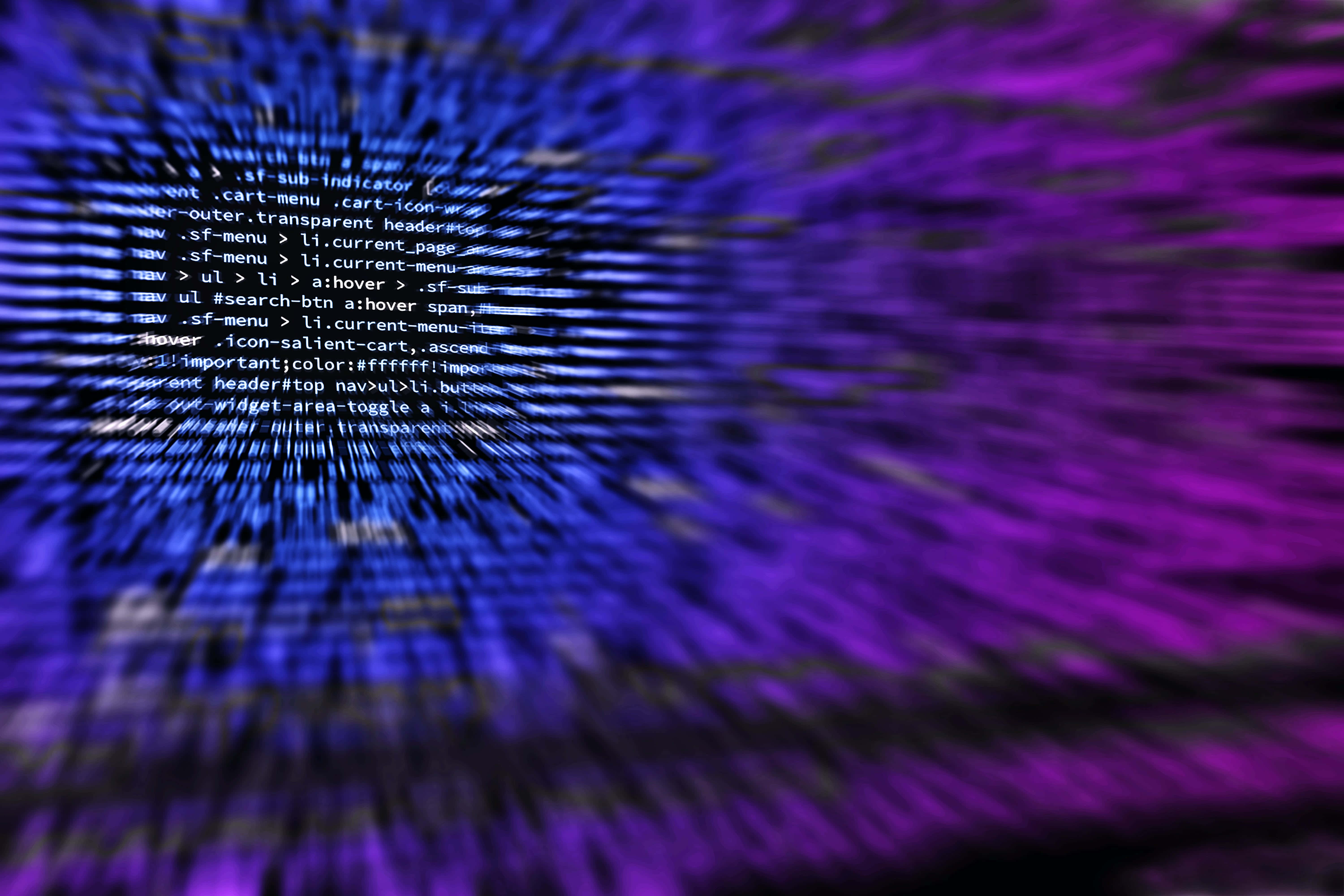 digital code, glowing purple, glowing blue, 5K Desktop Wallpaper