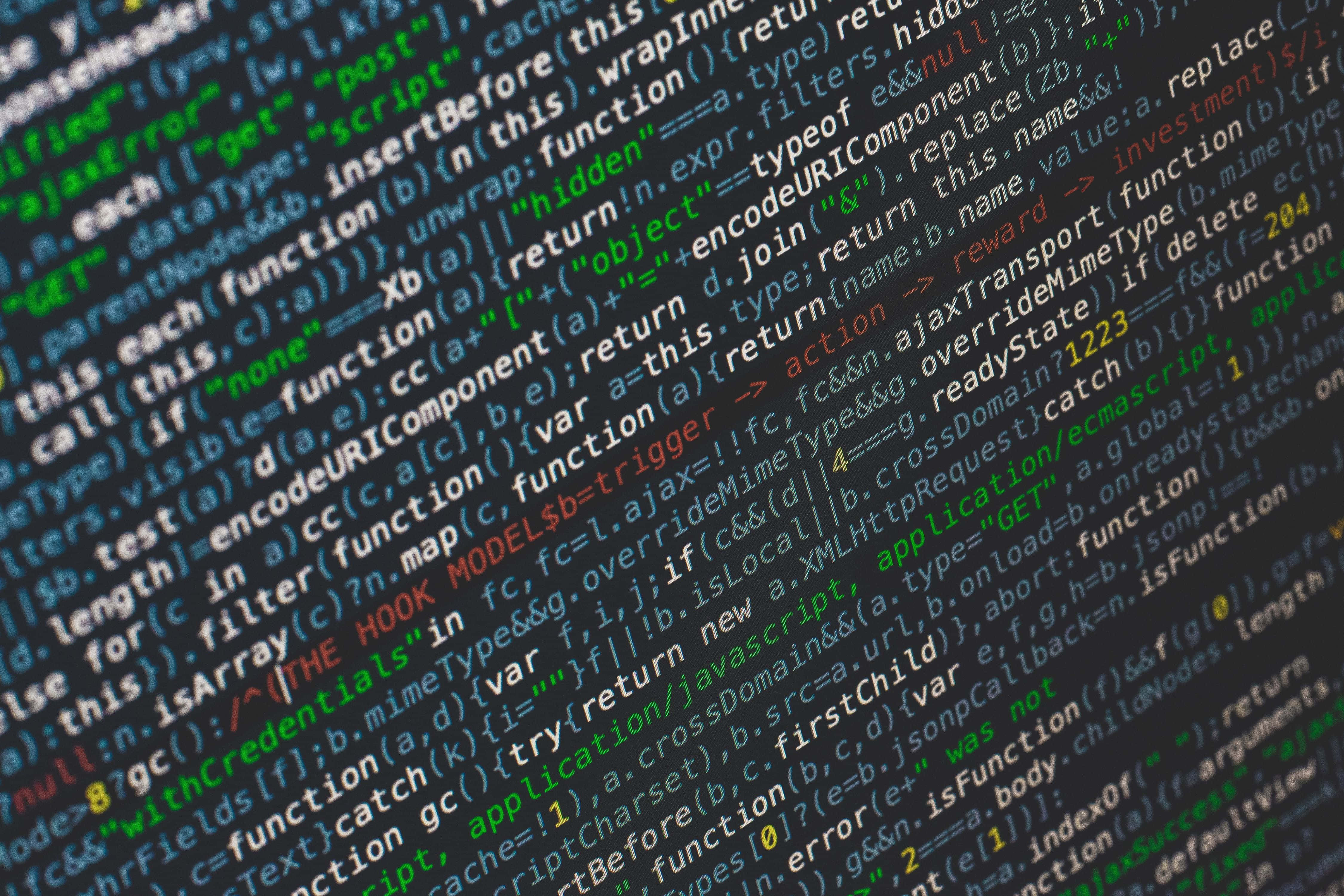 coding screen, green and blue hues, dark screen, 4K Desktop Wallpaper
