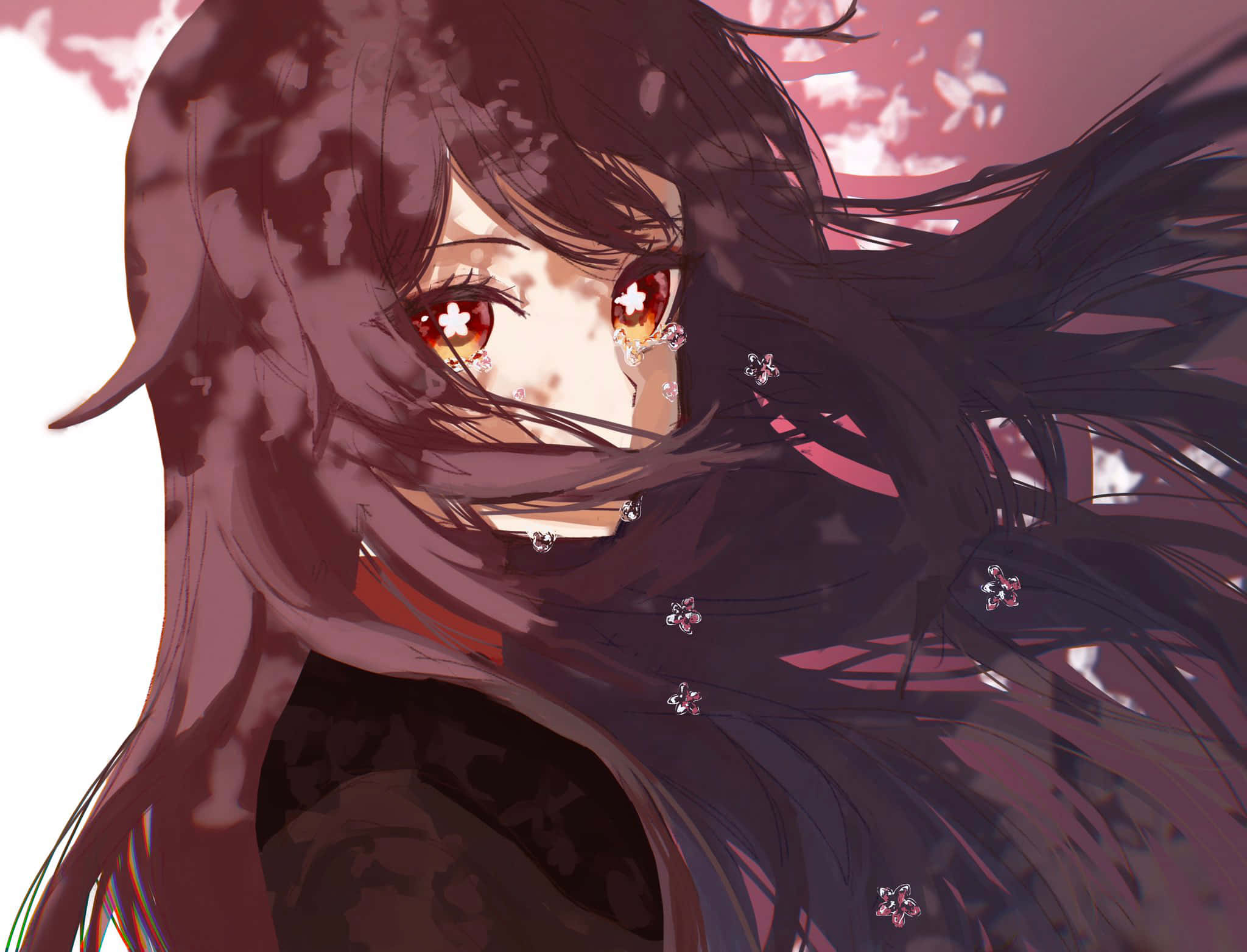 Hu Tao, anime girl, dark hair, Full HD Desktop Wallpaper